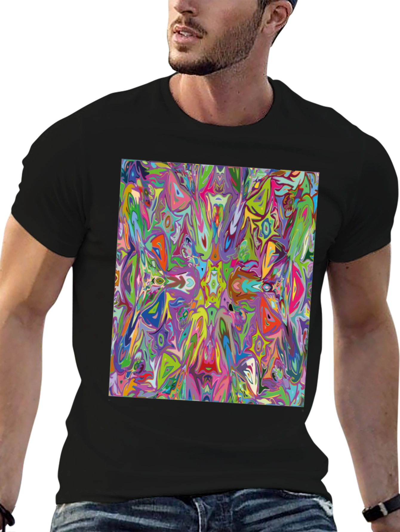 Psychedelic Art Graphic Black T-Shirt