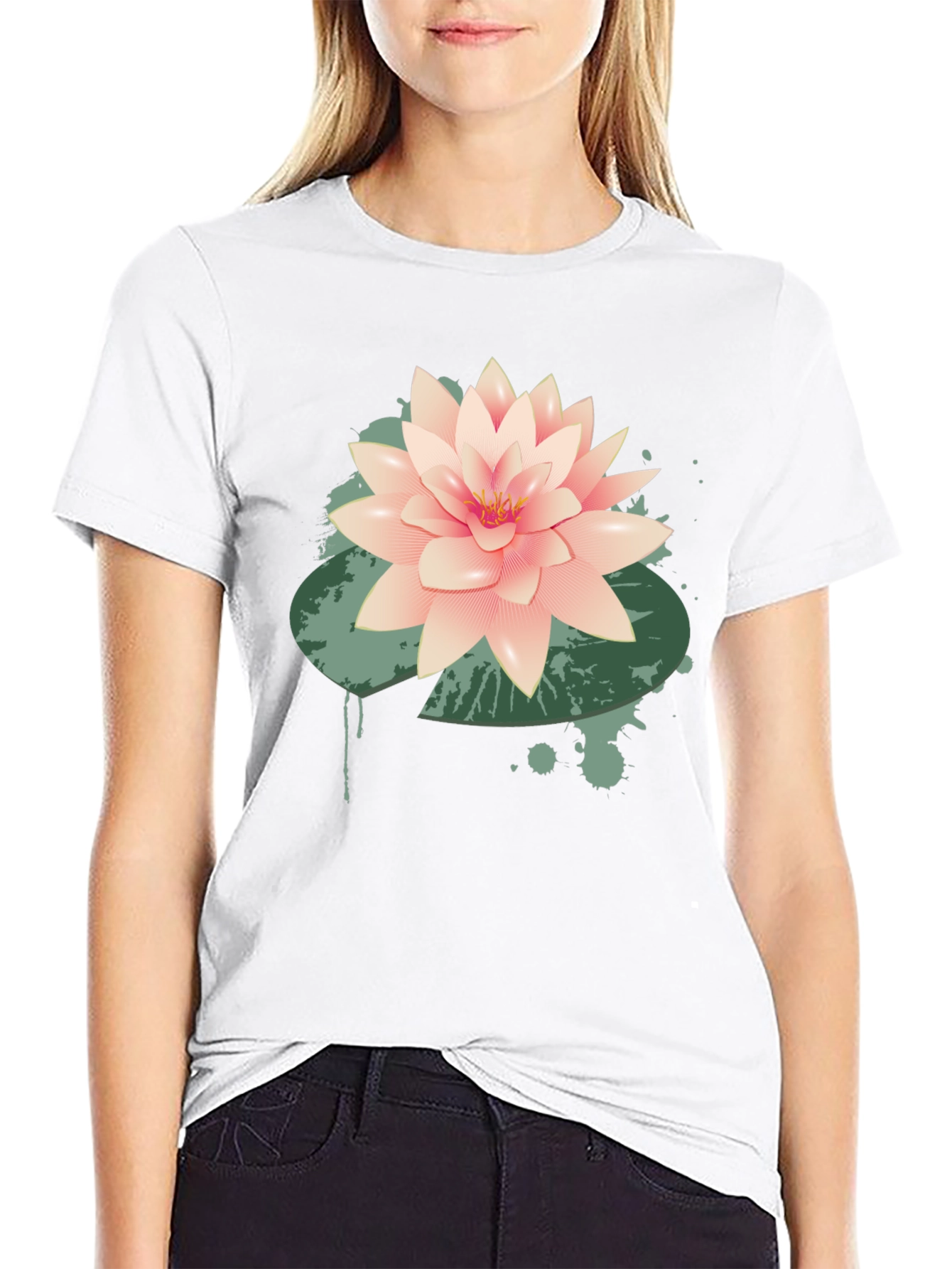 Lotus Flower Graphic Tee - Stylish Black T-Shirt