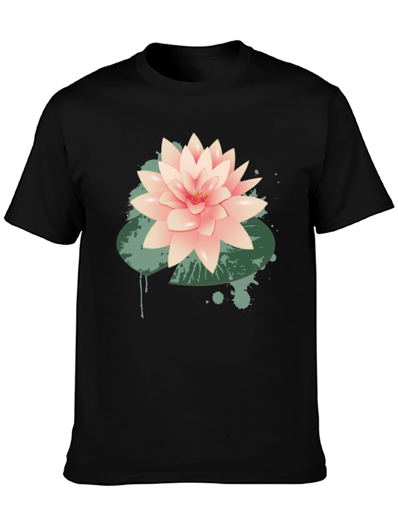 Lotus Flower Graphic Tee - Stylish Black T-Shirt