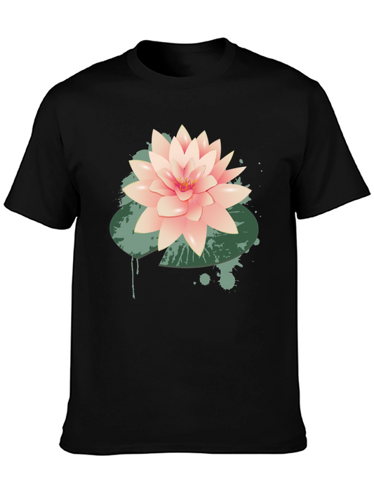 Lotus Flower Graphic Tee - Stylish Black T-Shirt