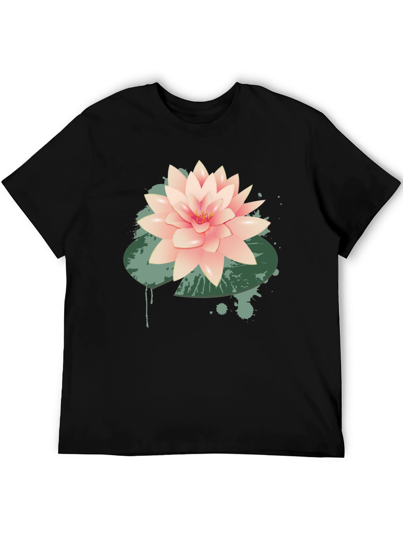 Lotus Flower Graphic Tee - Stylish Black T-Shirt