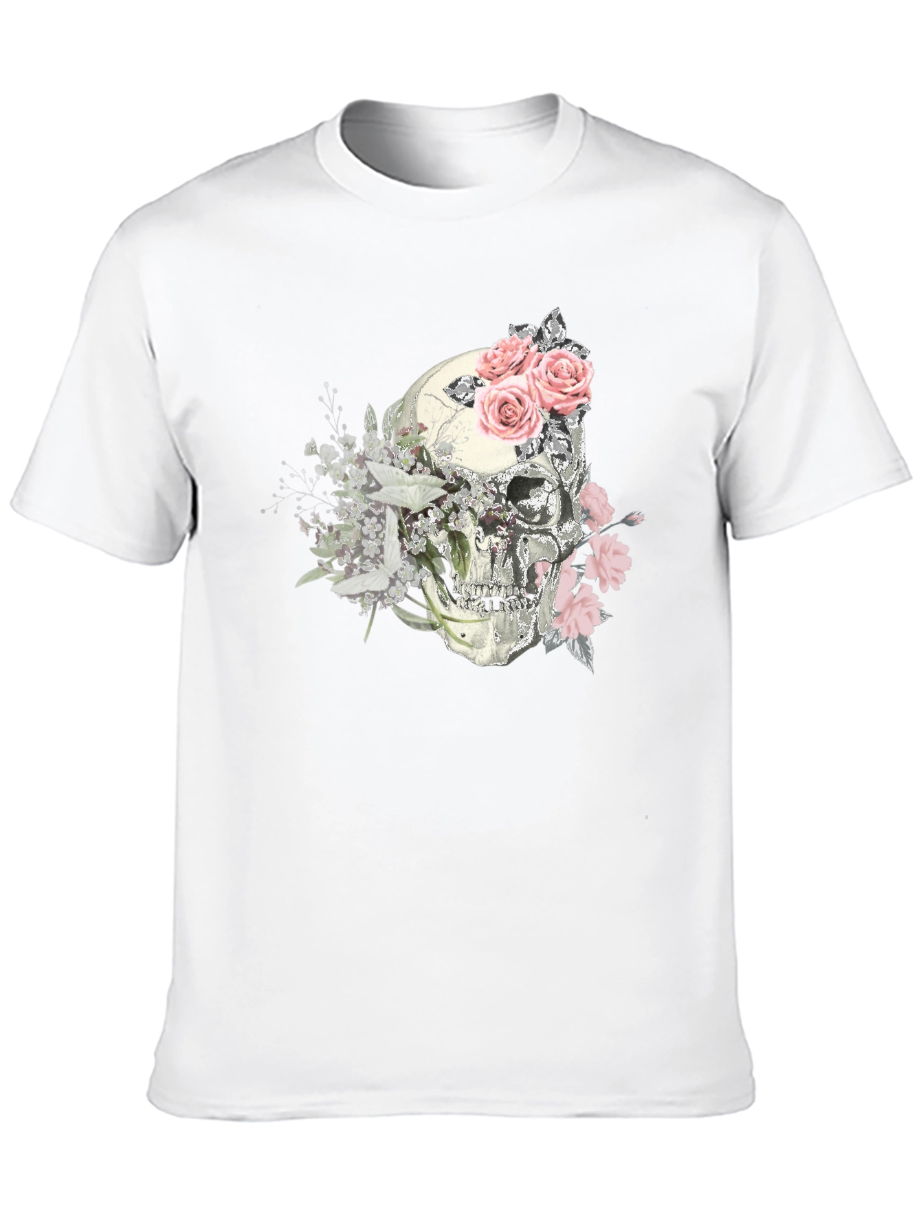 Floral Skull Graphic Tee - Stylish Mens T-Shirt