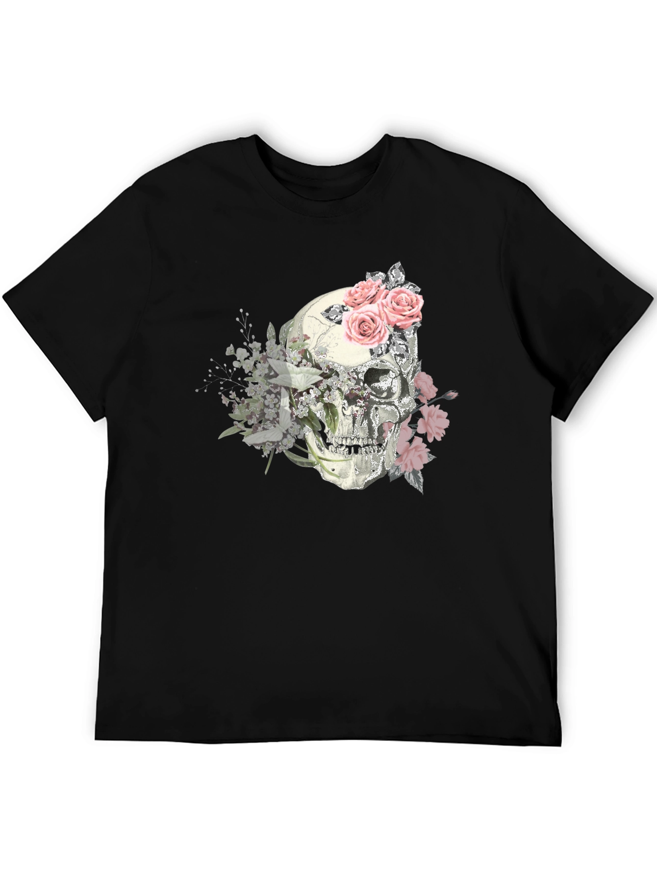 Floral Skull Graphic Tee - Stylish Mens T-Shirt