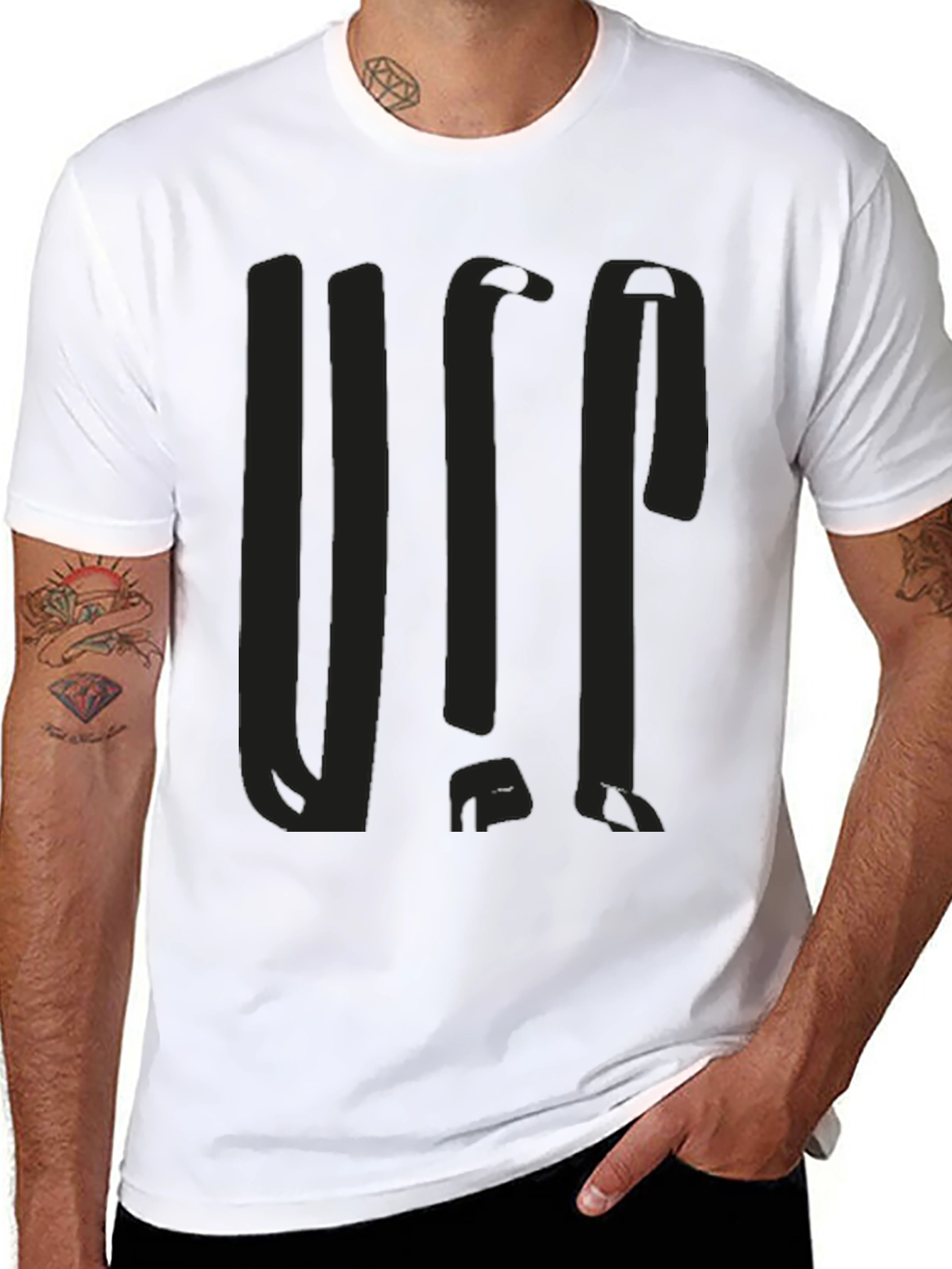 Mens Solid Black Graphic Tee
