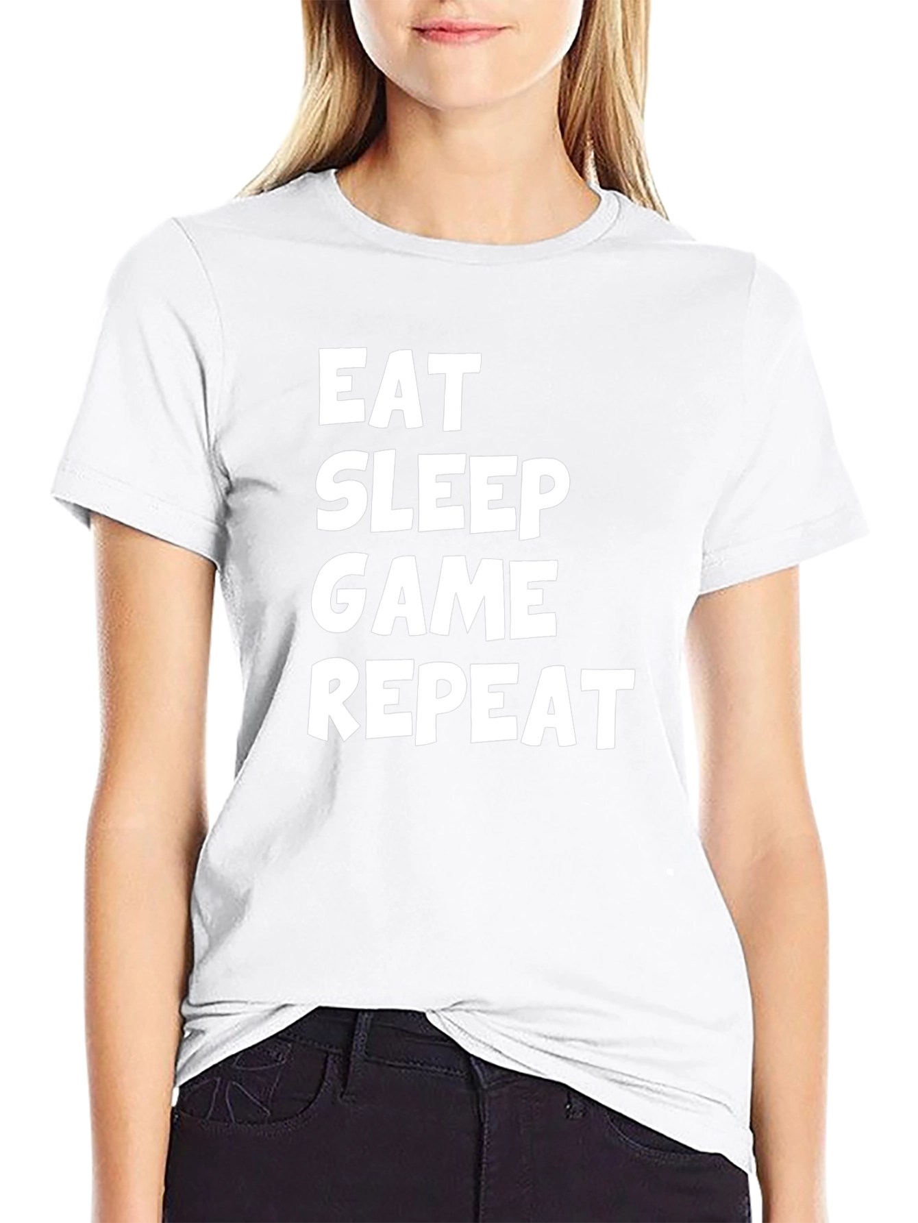 Eat Sleep Game Repeat Black Graphic Tee