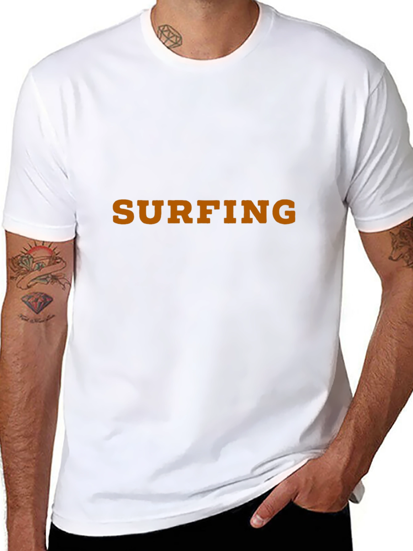 Surfing Graphic Print Black T-Shirt