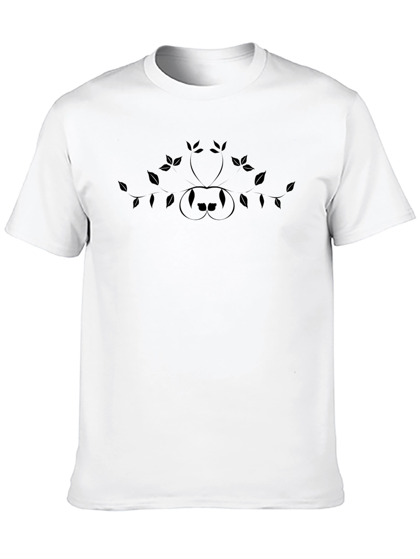 Mens Black Graphic Tee - Stylish Botanical Design