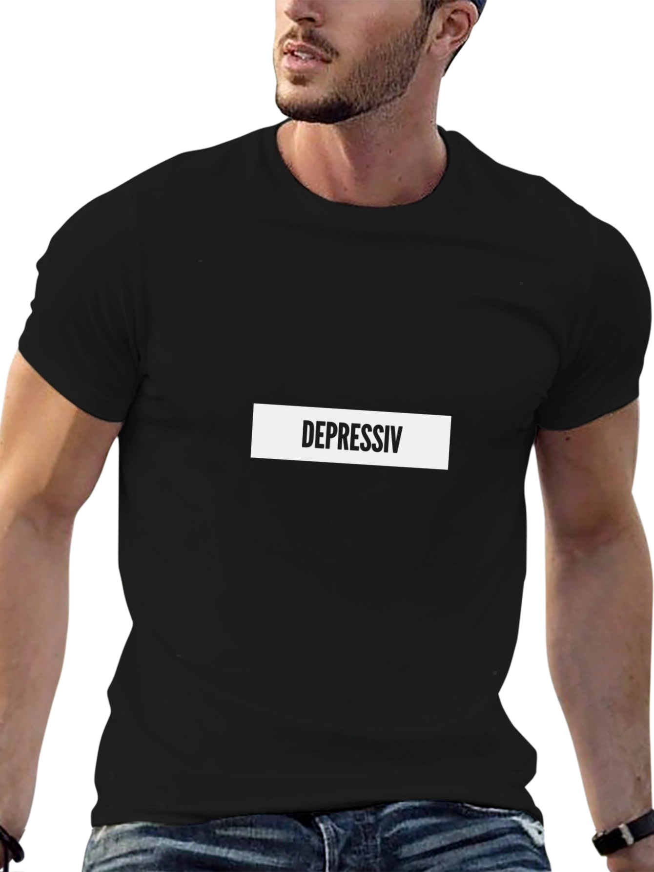 Depressiv Graphic Black Tee - Trendy Casual Style