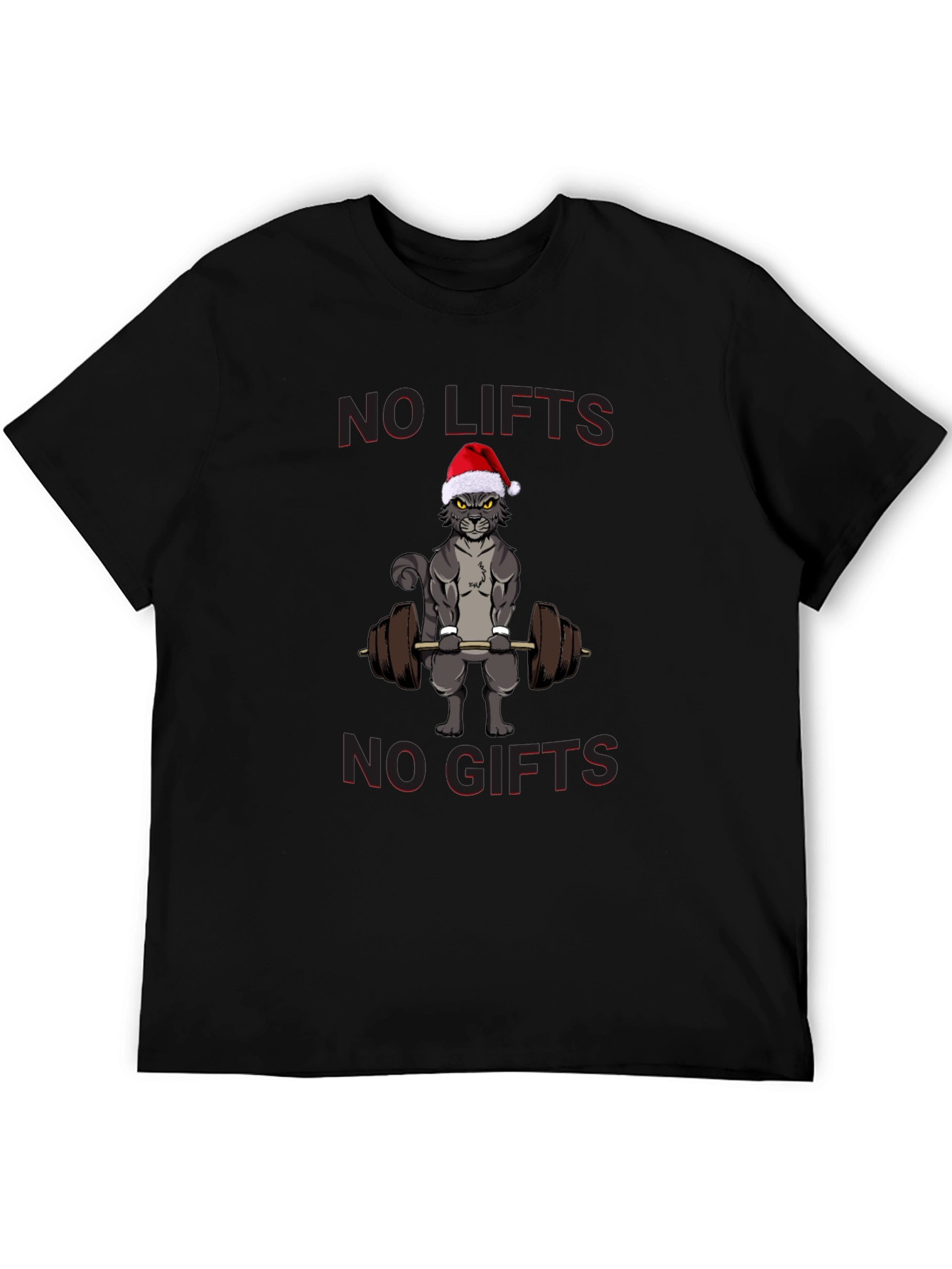No Lifts No Gifts Christmas Cat Workout T-Shirt