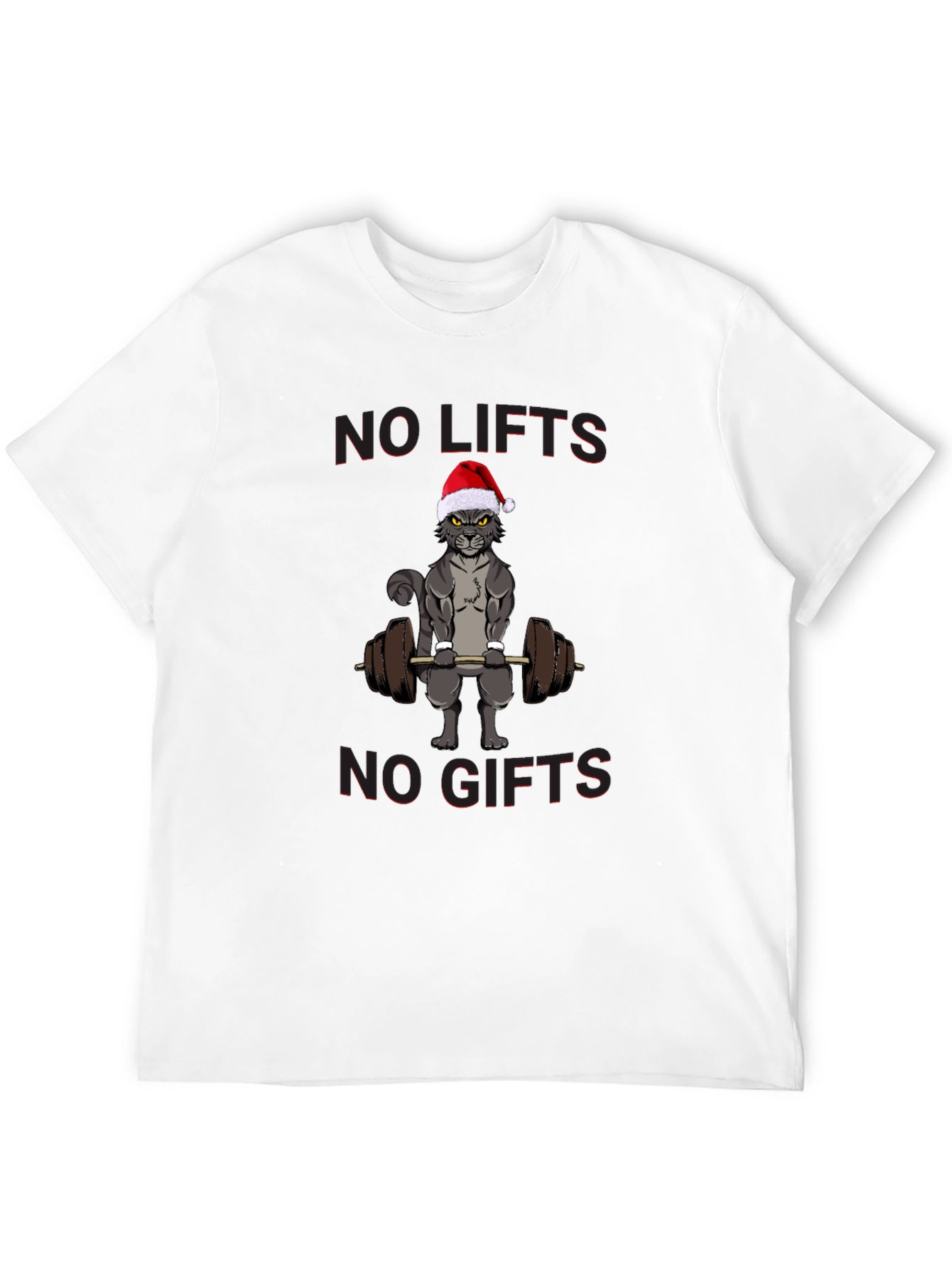 No Lifts No Gifts Christmas Cat Workout T-Shirt