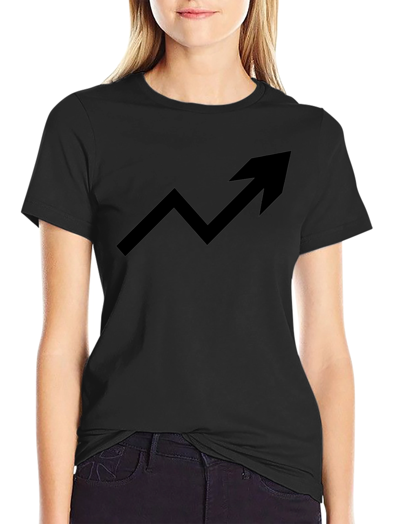 Trending Up Arrow Graphic Tee - Black Cotton T-Shirt