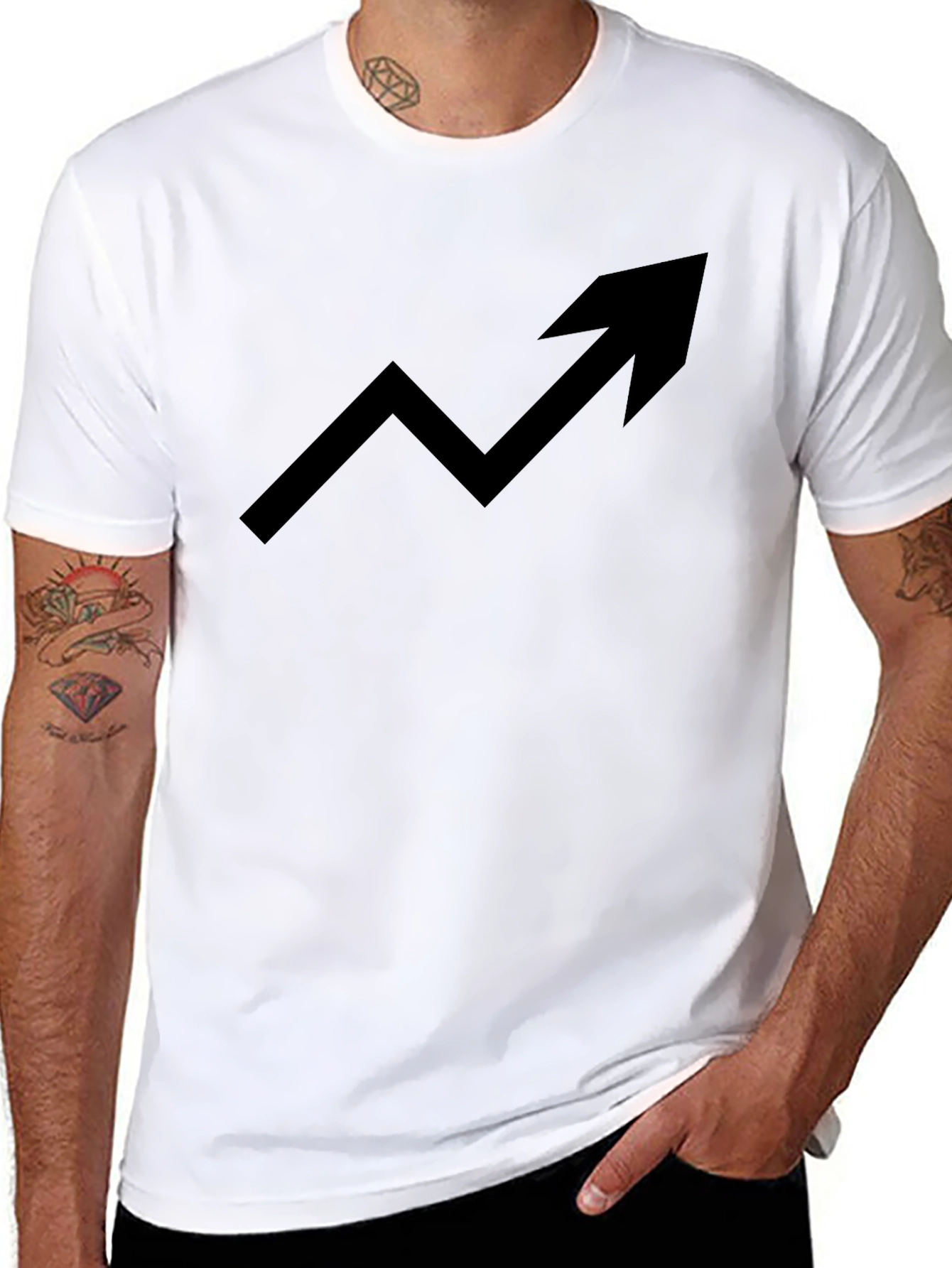 Trending Up Arrow Graphic Tee - Black Cotton T-Shirt