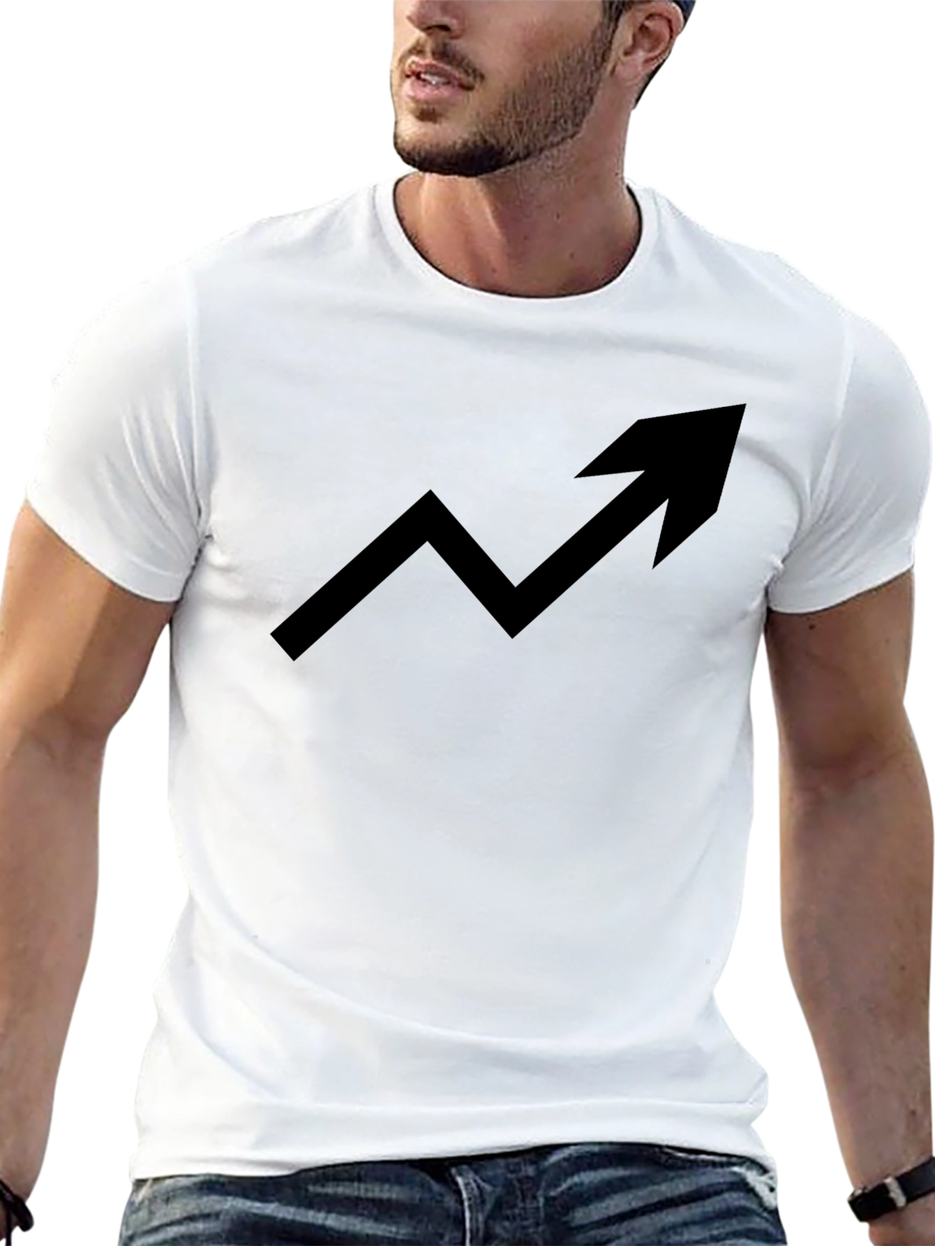 Trending Up Arrow Graphic Tee - Black Cotton T-Shirt