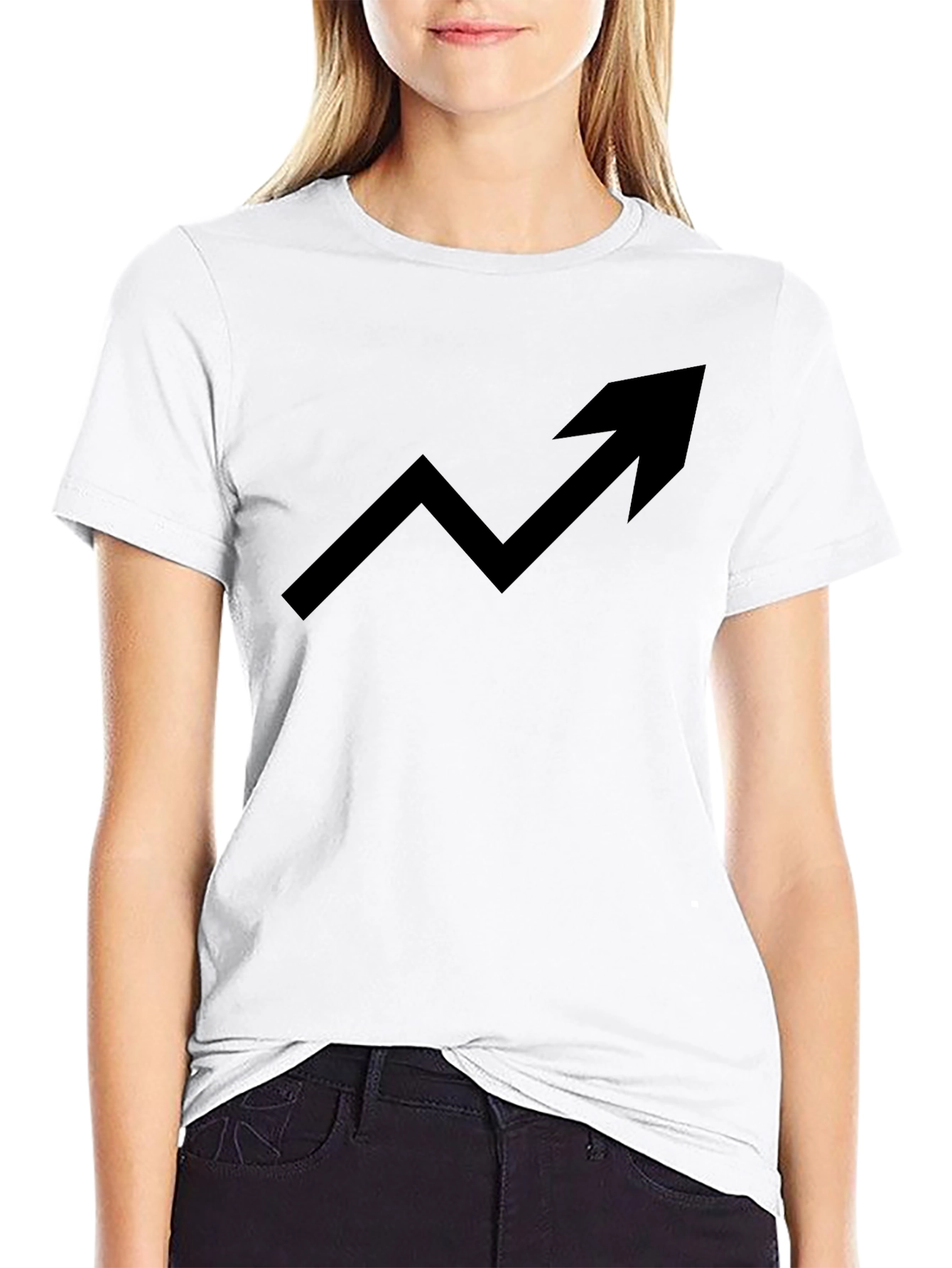 Trending Up Arrow Graphic Tee - Black Cotton T-Shirt