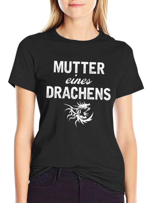 Mutter Eines Drachens Graphic Tee - Black Cotton T-Shirt