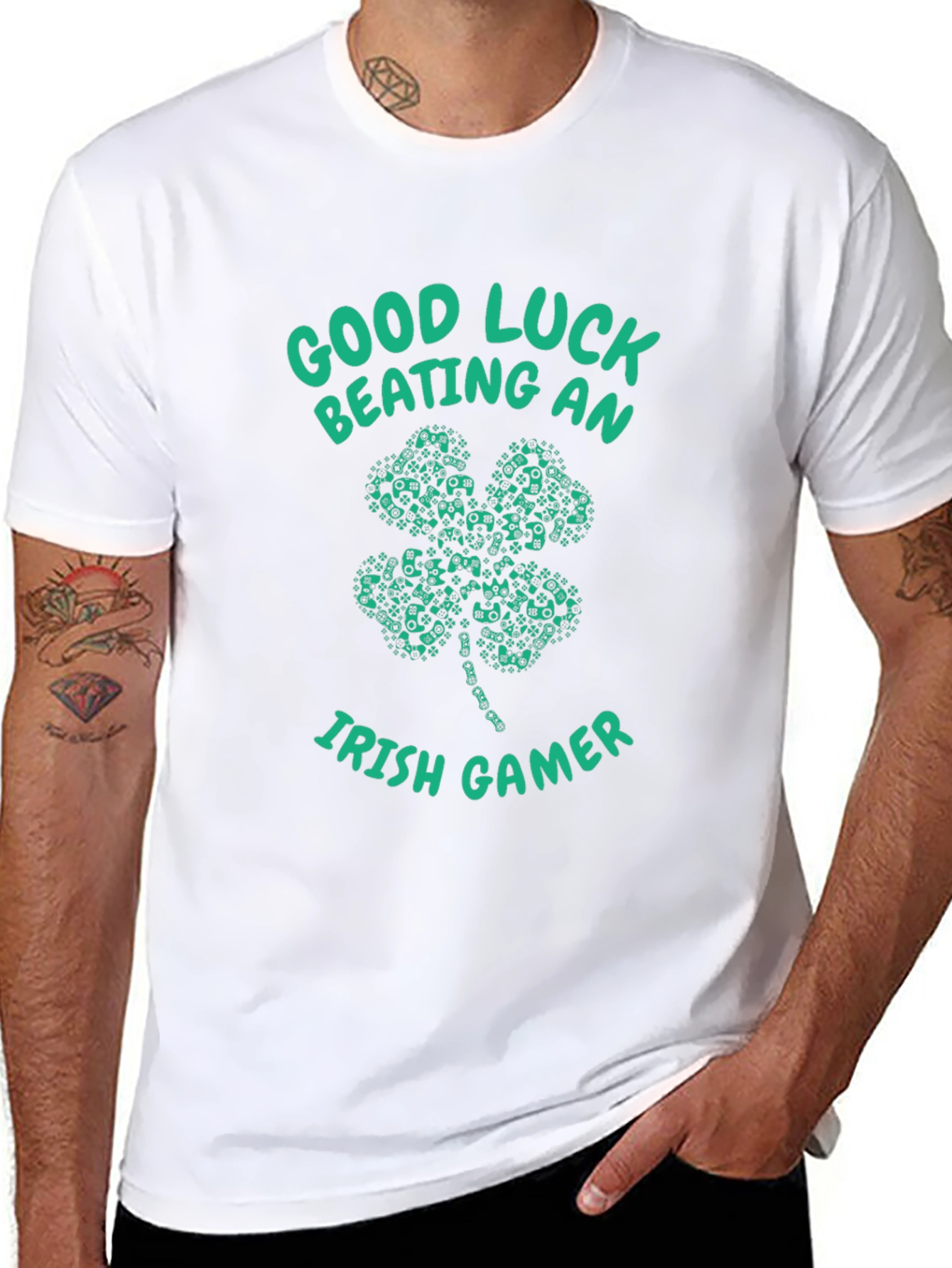 Good Luck Beating an Irish Gamer Black T-Shirt