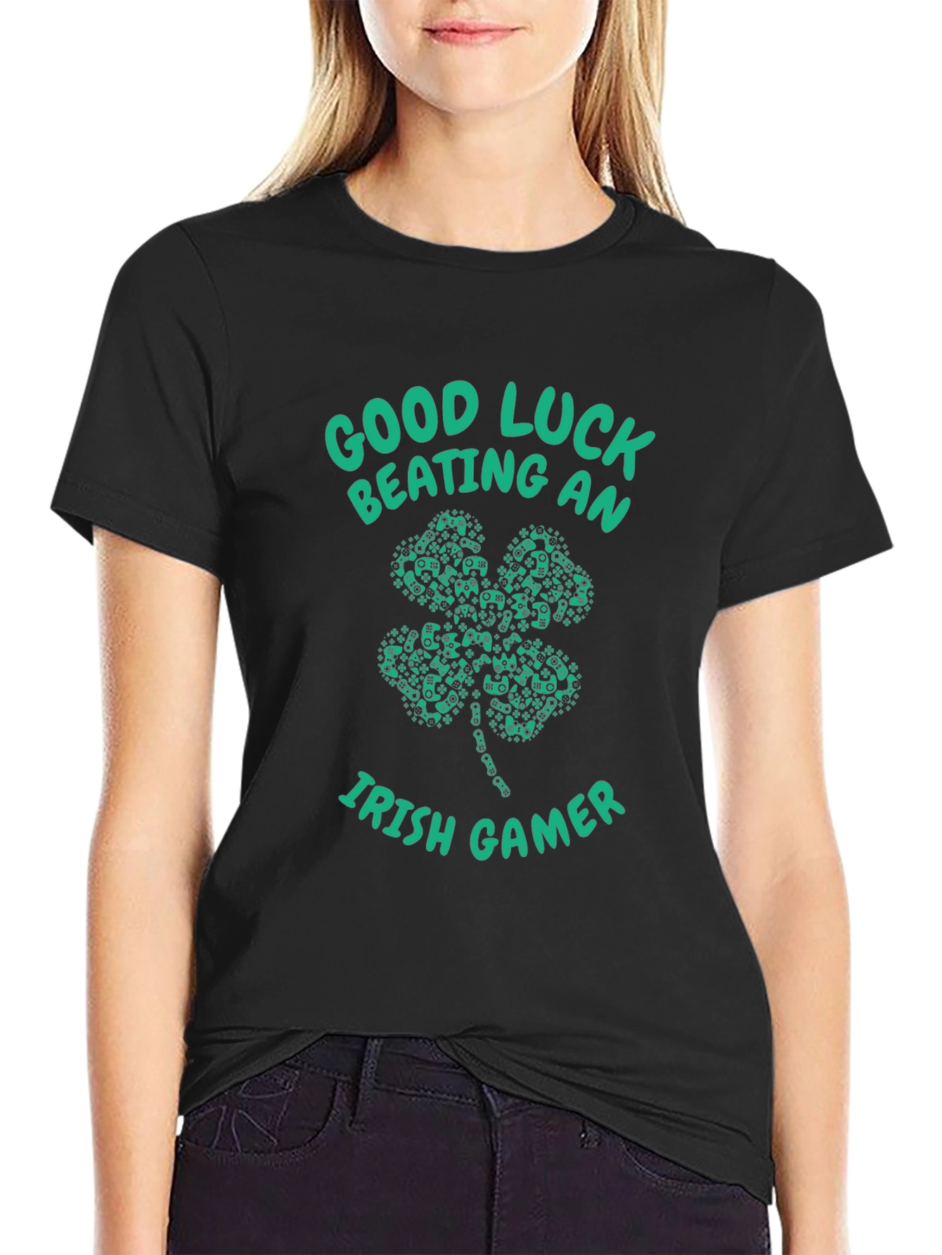 Good Luck Beating an Irish Gamer Black T-Shirt