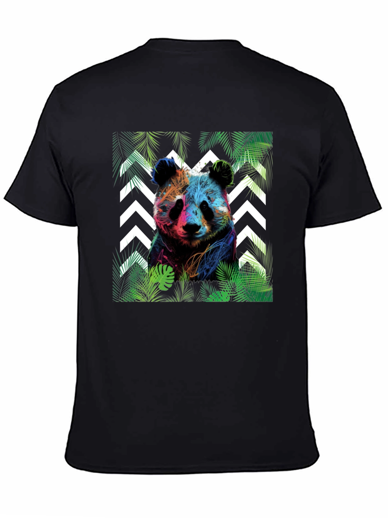 Vibrant Panda Graphic Tee - Black Cotton Blend