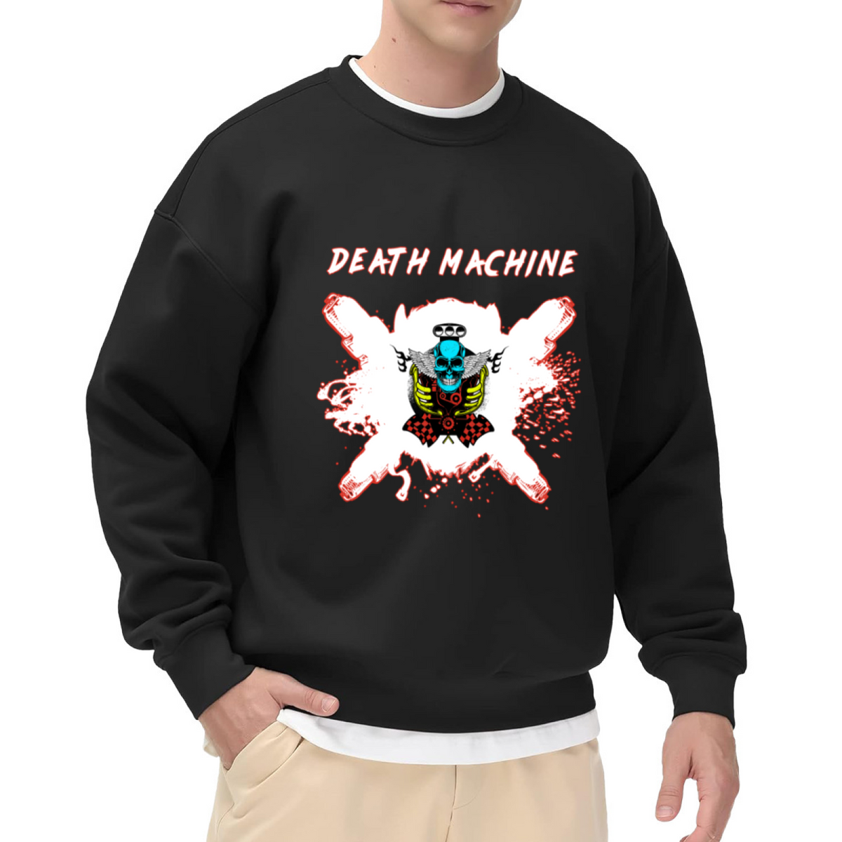 DEATH MACHINE - Gothic Skull Heavy Metal Graphic ԲÁìÎÀÒÂ | Unisex Pullover Sweatshirt