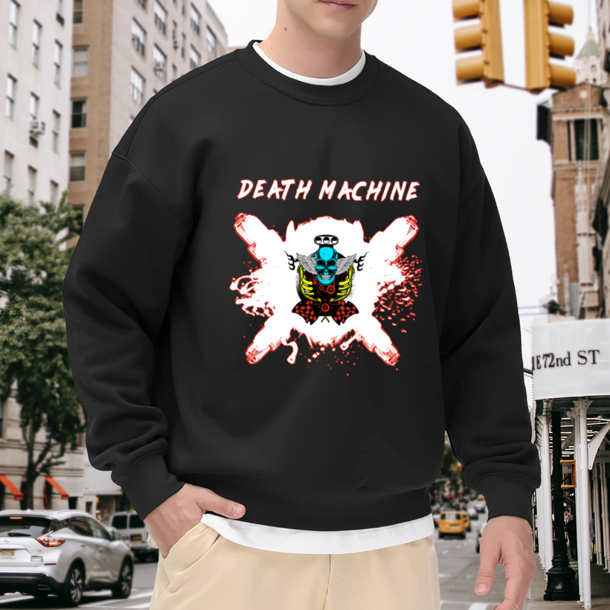 DEATH MACHINE - Gothic Skull Heavy Metal Graphic ԲÁìÎÀÒÂ | Unisex Pullover Sweatshirt