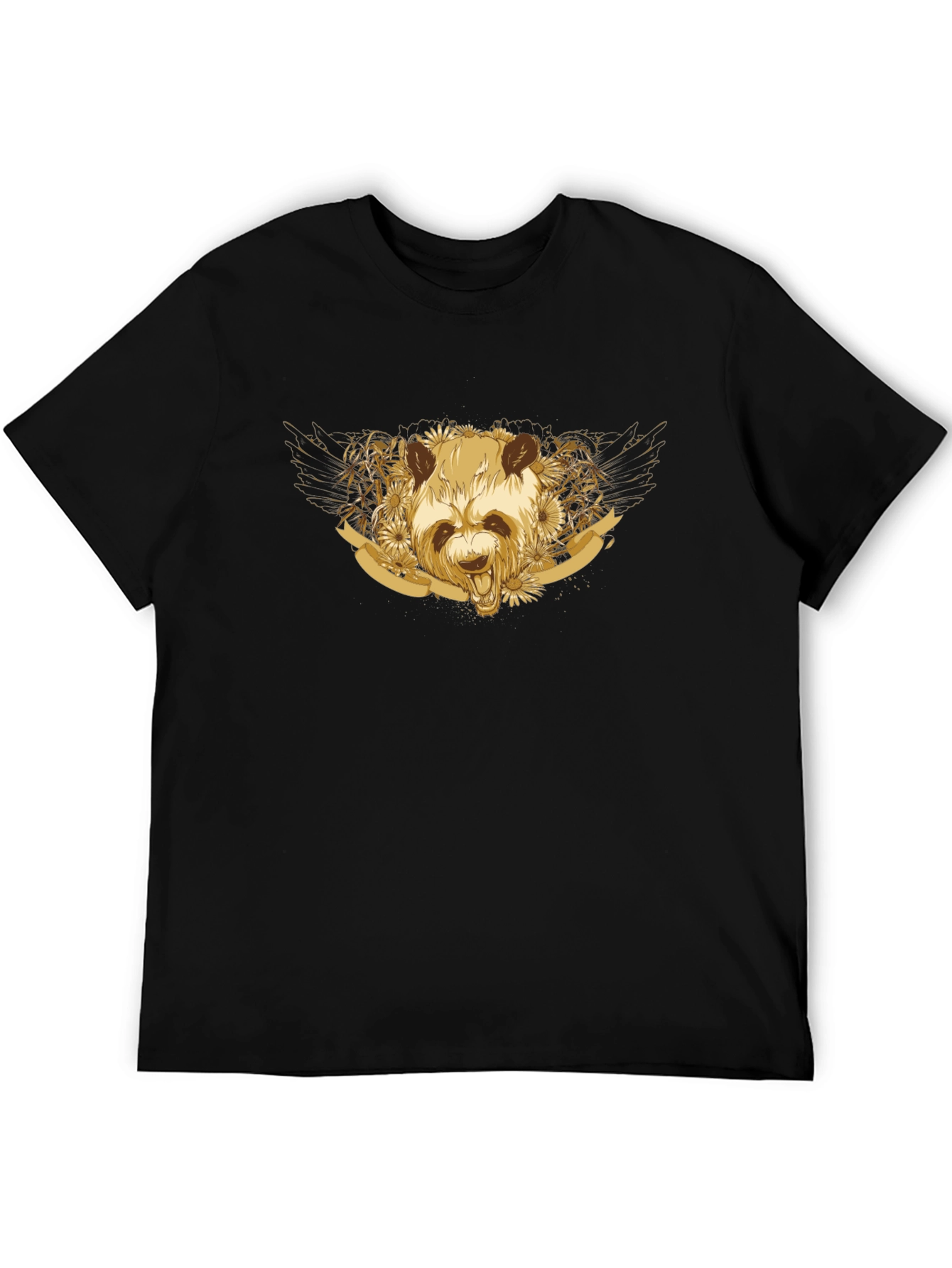 Golden Panda Graphic Tee - Unisex Black T-Shirt