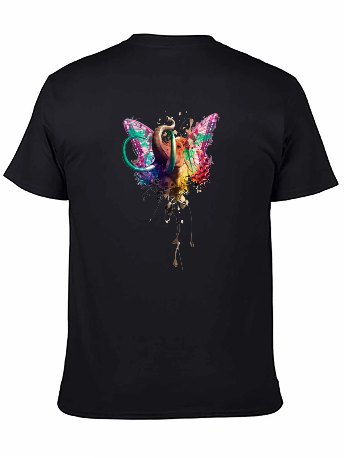 Butterfly Elephant Black T-Shirt