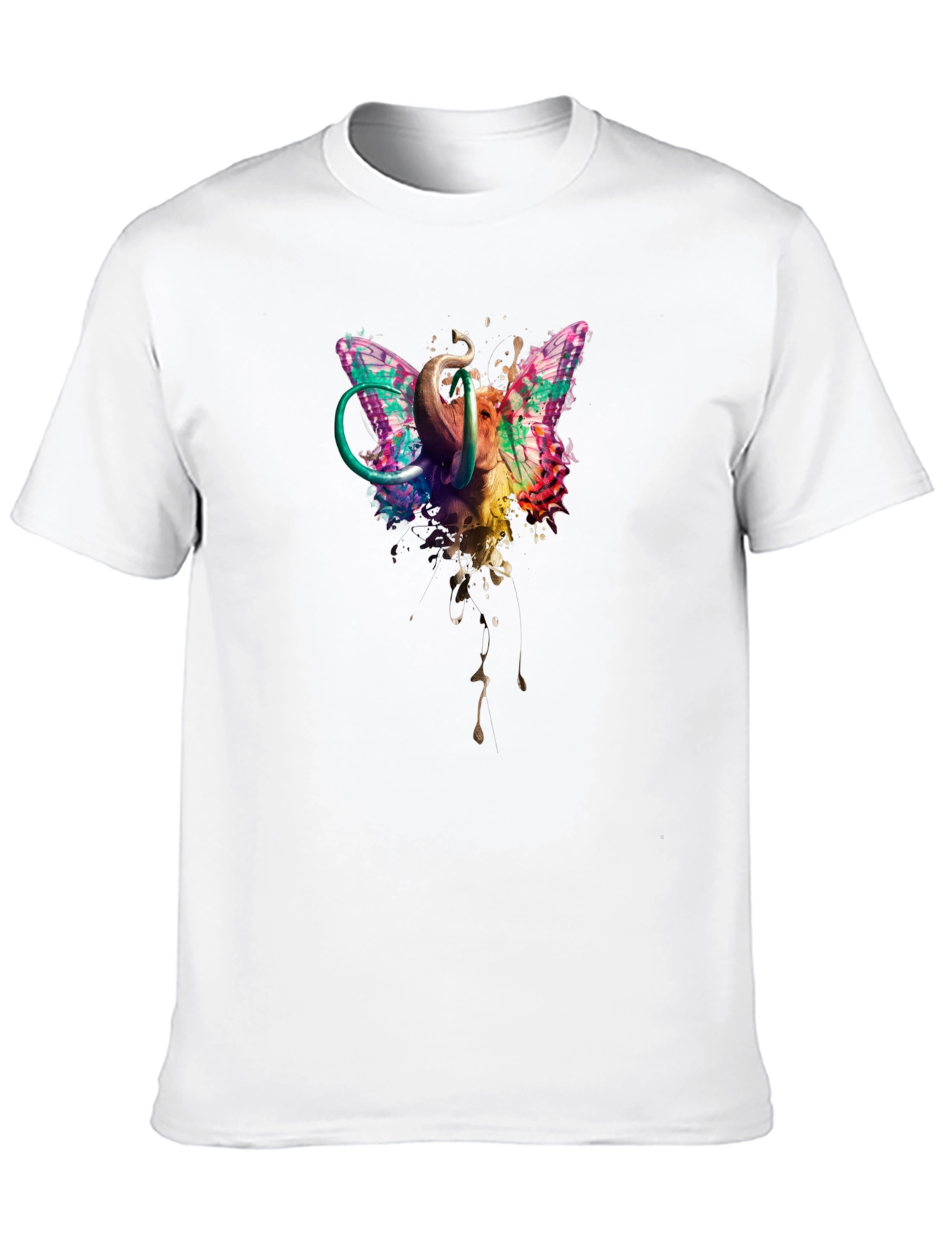 Butterfly Elephant Black T-Shirt