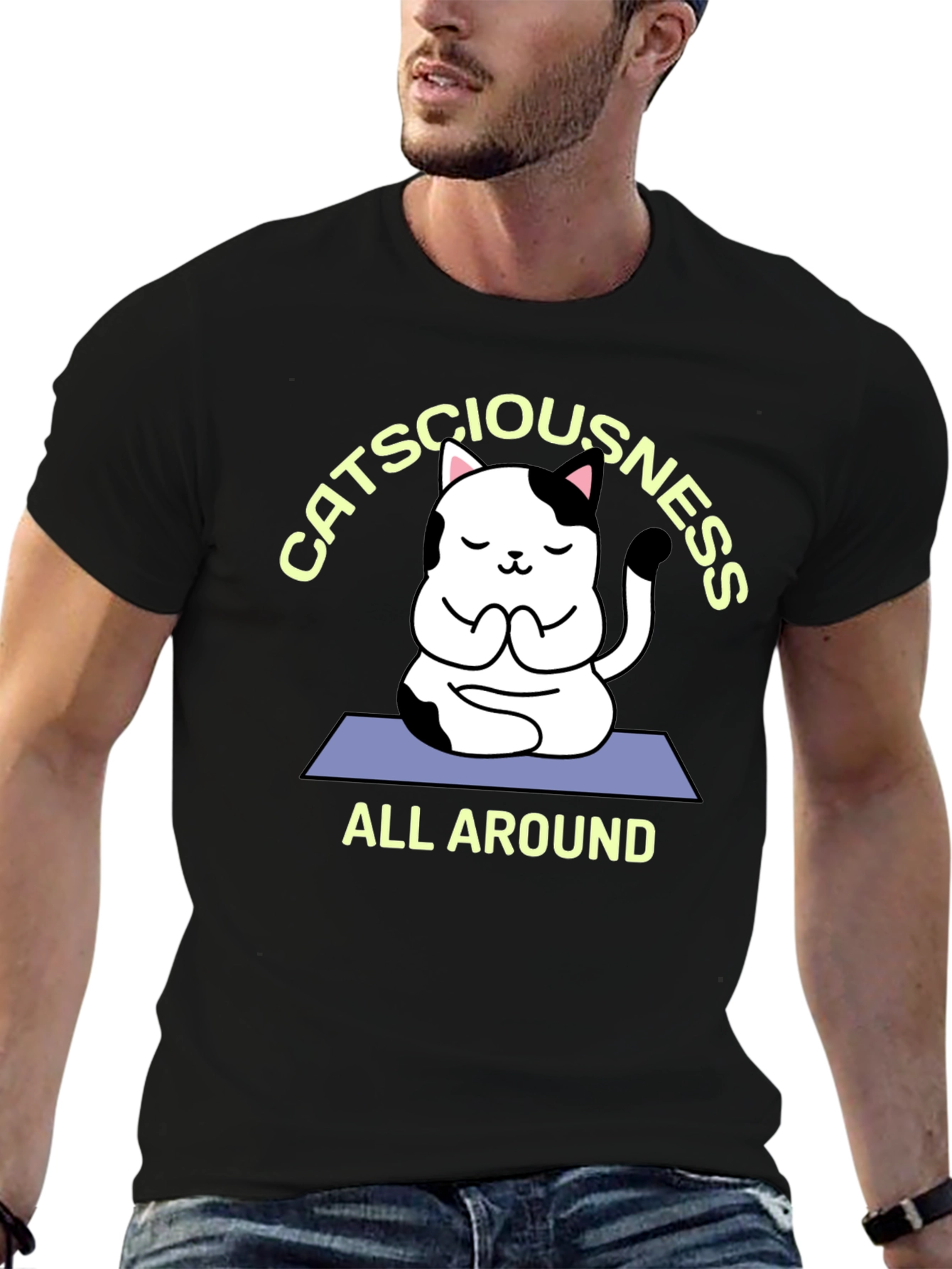 Catsciousness T-Shirt - Meditation Cat Tee