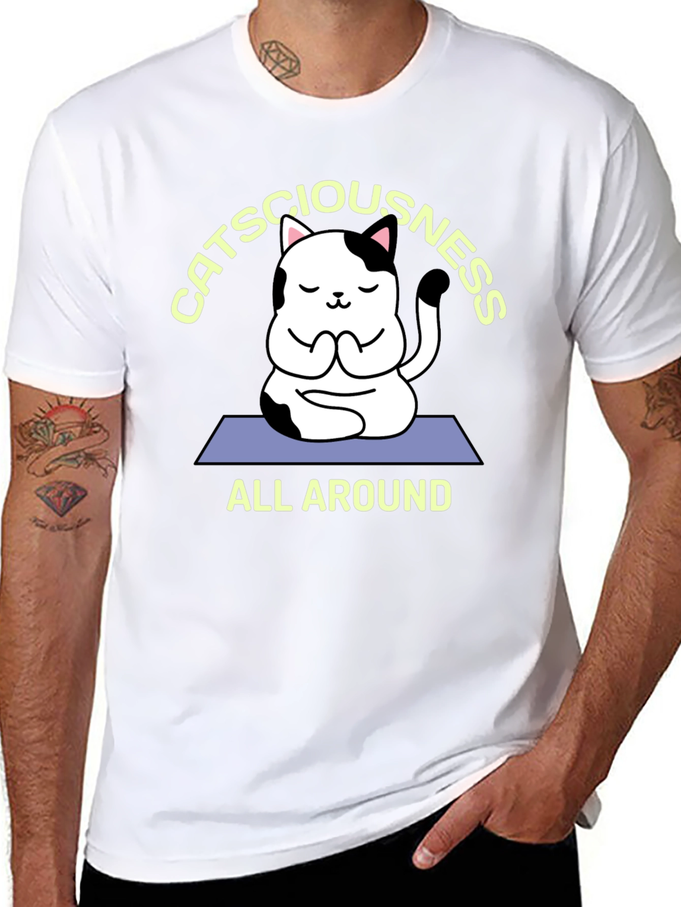 Catsciousness T-Shirt - Meditation Cat Tee
