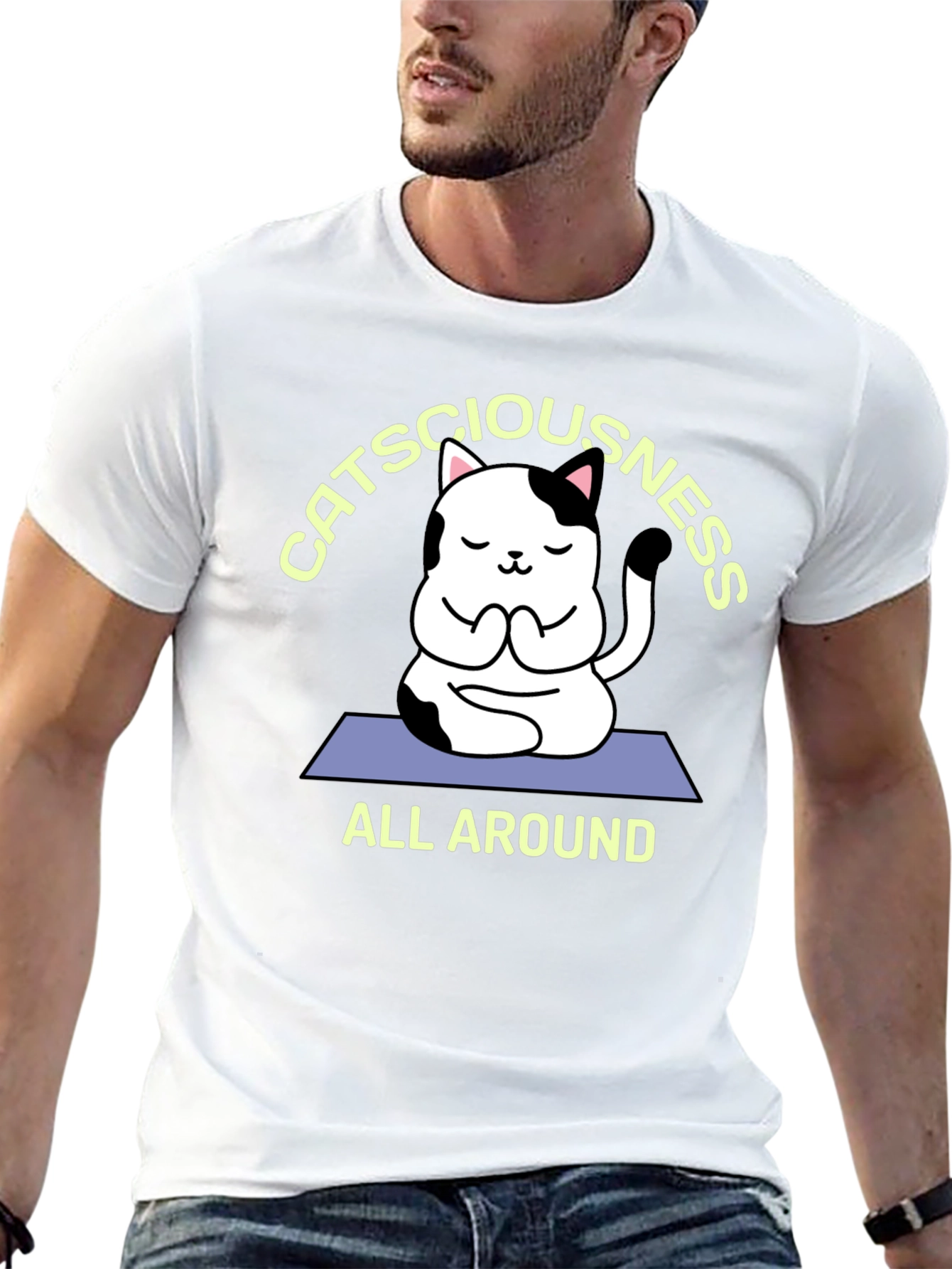 Catsciousness T-Shirt - Meditation Cat Tee