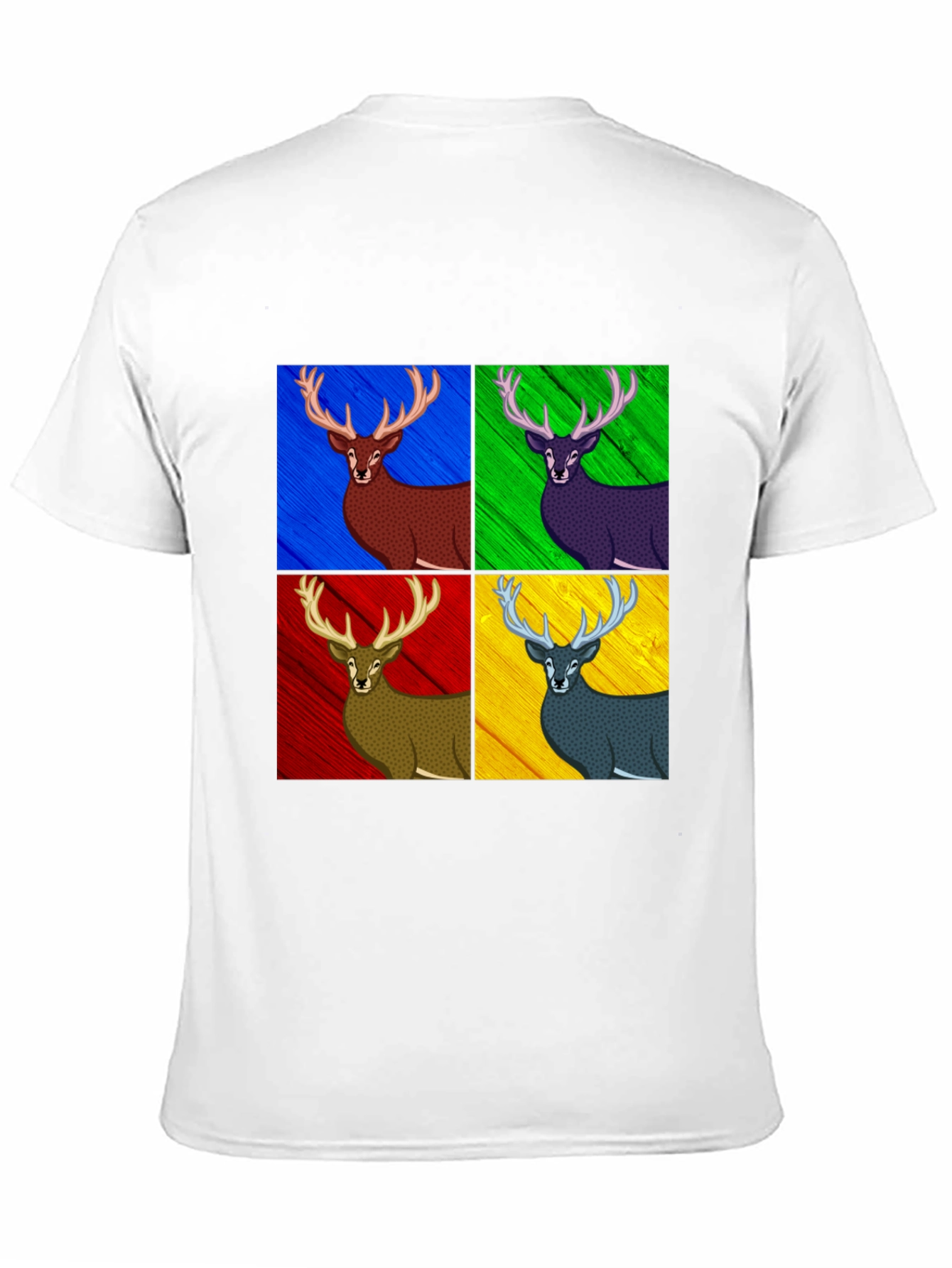 Pop Art Deer Graphic Tee - Black Cotton Blend