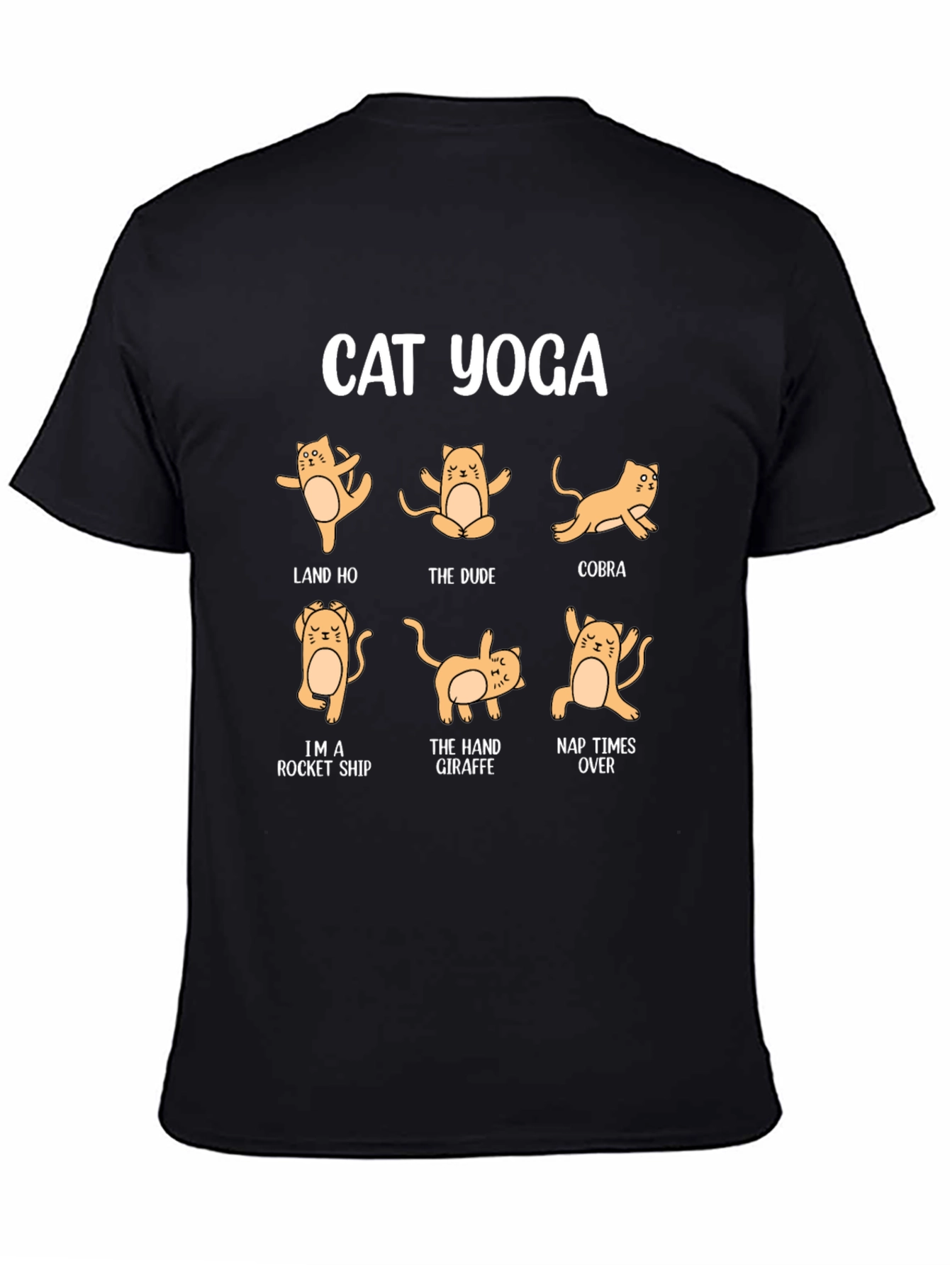 Cat Yoga Black Graphic T-Shirt