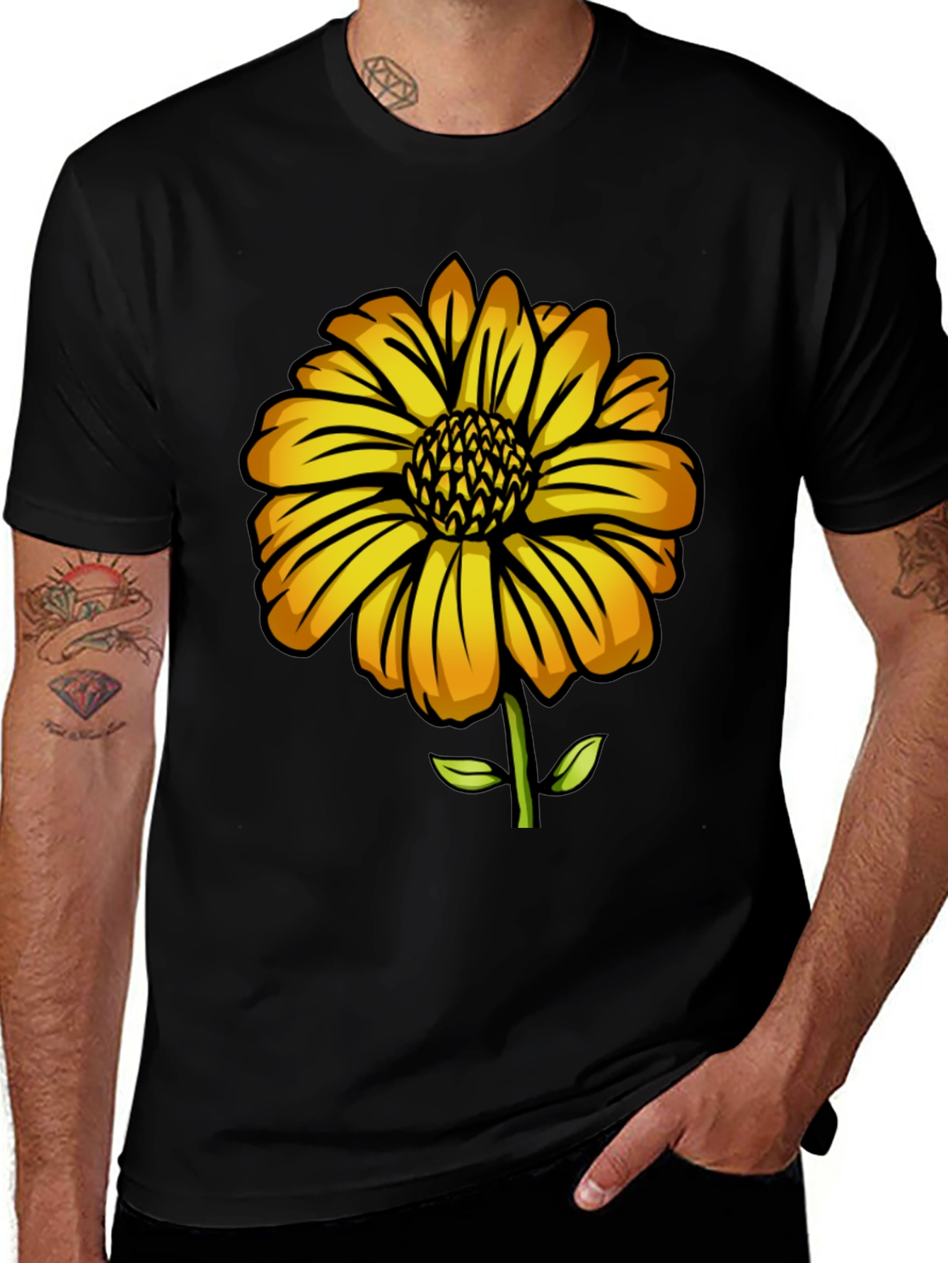 Sunflower Graphic Black T-Shirt