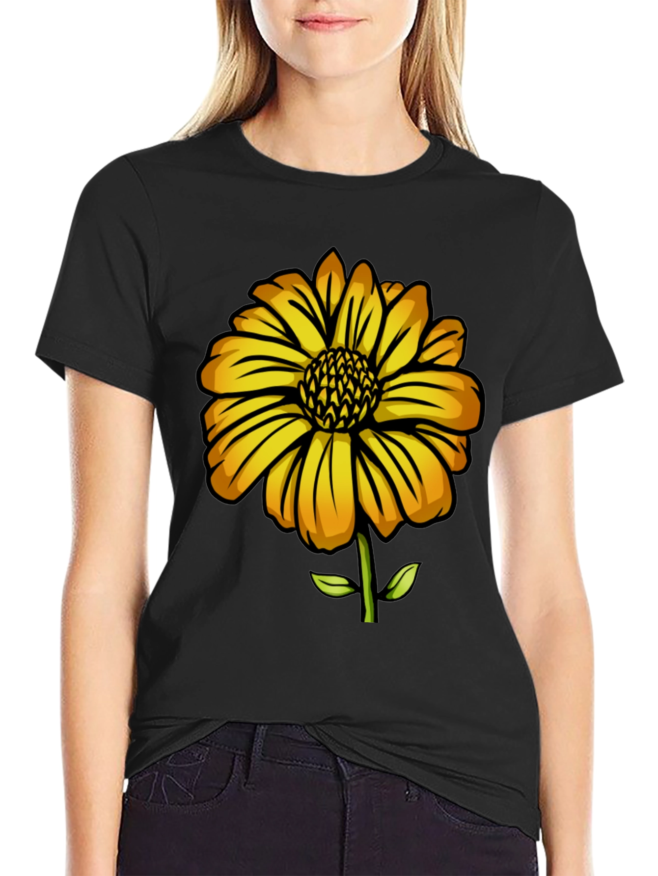 Sunflower Graphic Black T-Shirt
