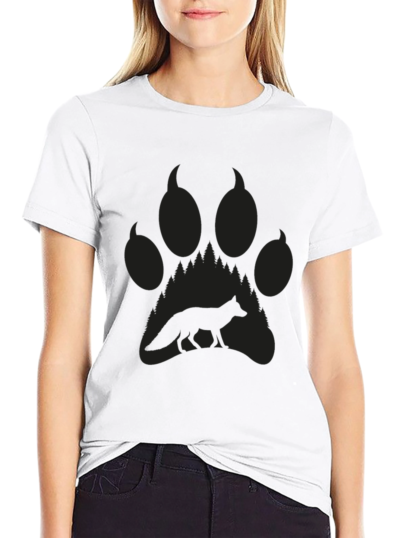 Fox Paw Print Graphic Tee - Nature Inspired