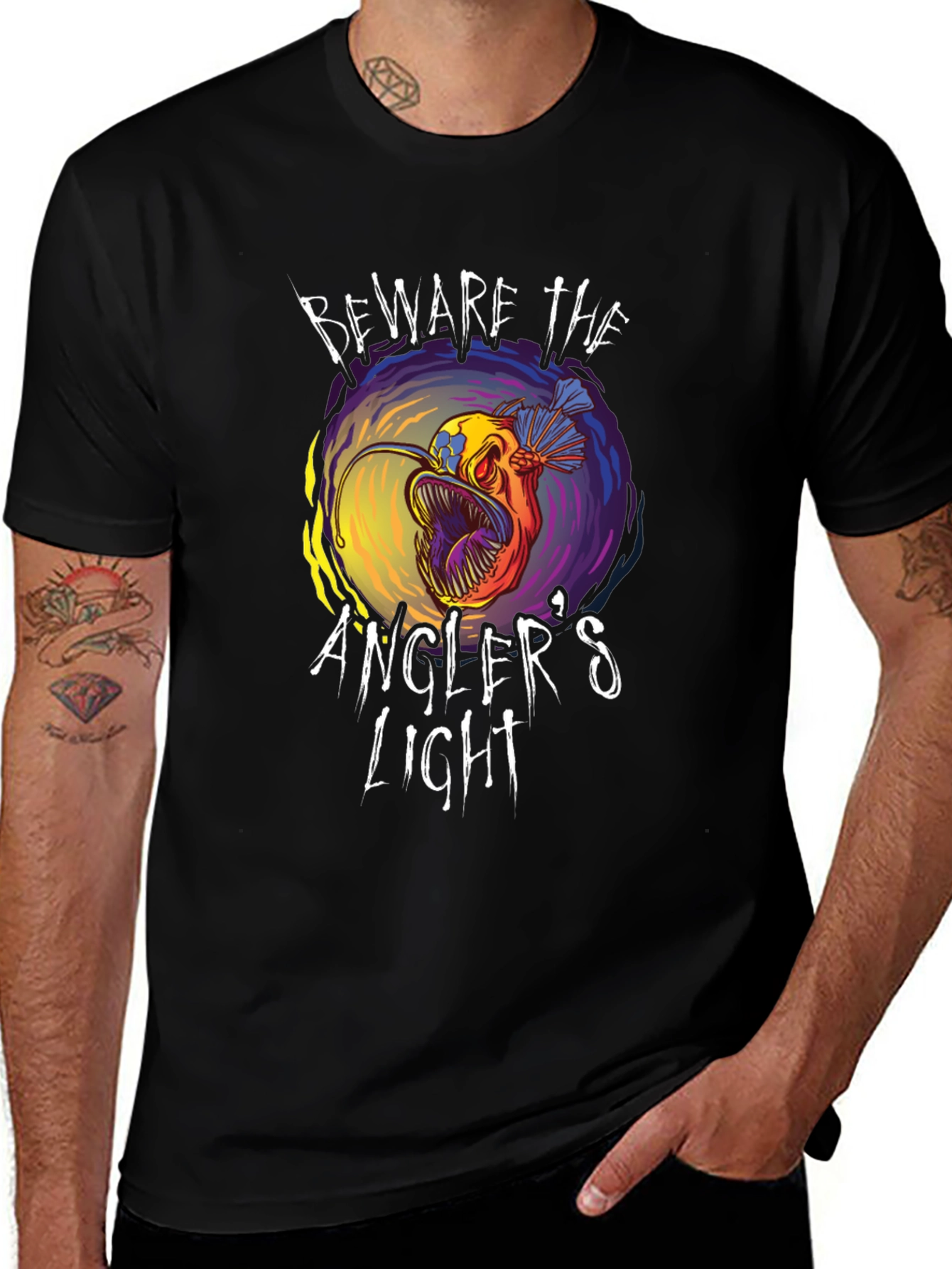 Beware Anglers Light T-Shirt - Unique Fish Graphic