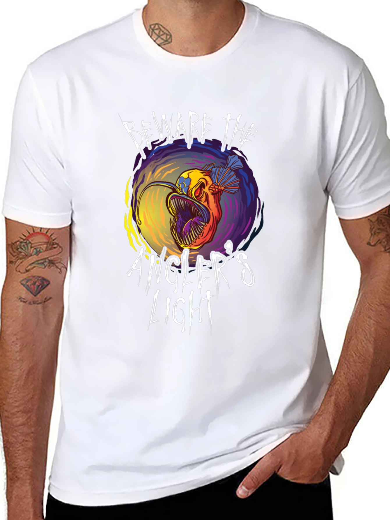 Beware Anglers Light T-Shirt - Unique Fish Graphic