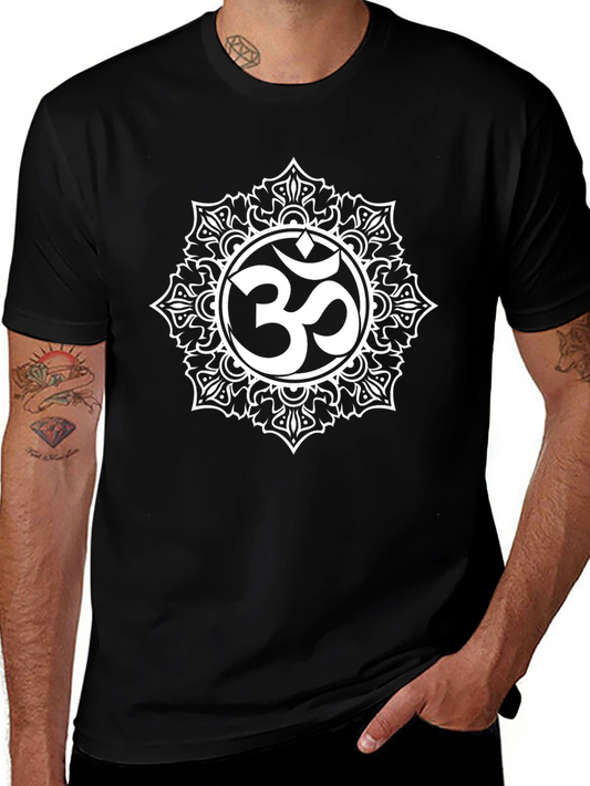 Om Mandala Graphic Tee - Black Cotton Blend Shirt
