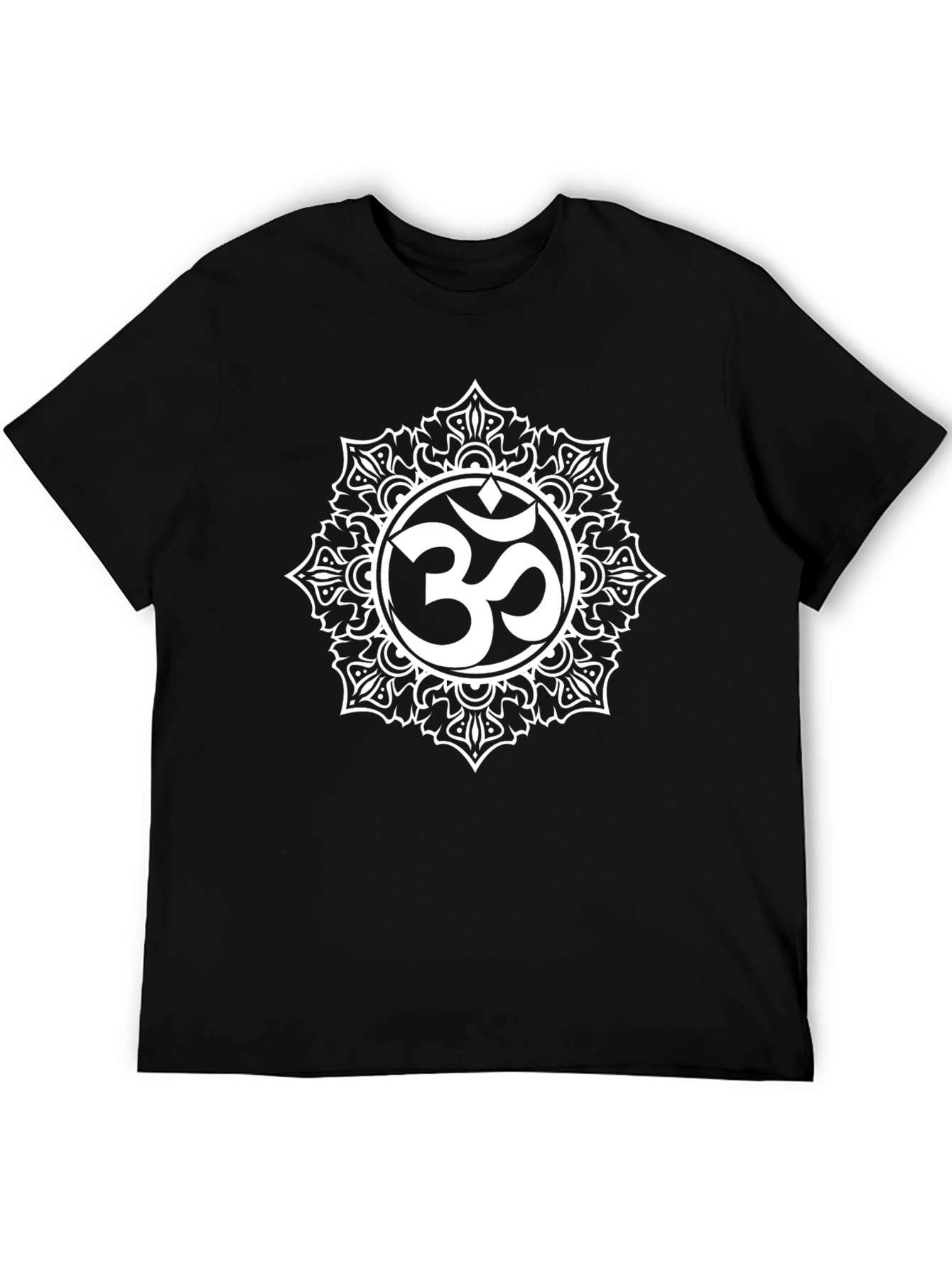 Om Mandala Graphic Tee - Black Cotton Blend Shirt
