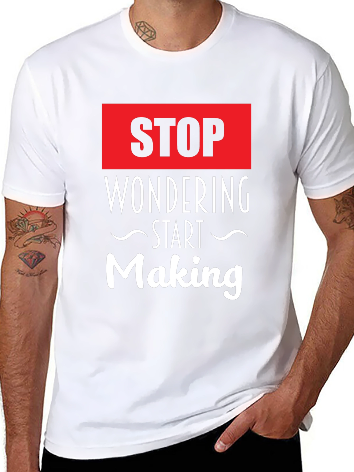 Stop Wondering Start Making Black Graphic Tee