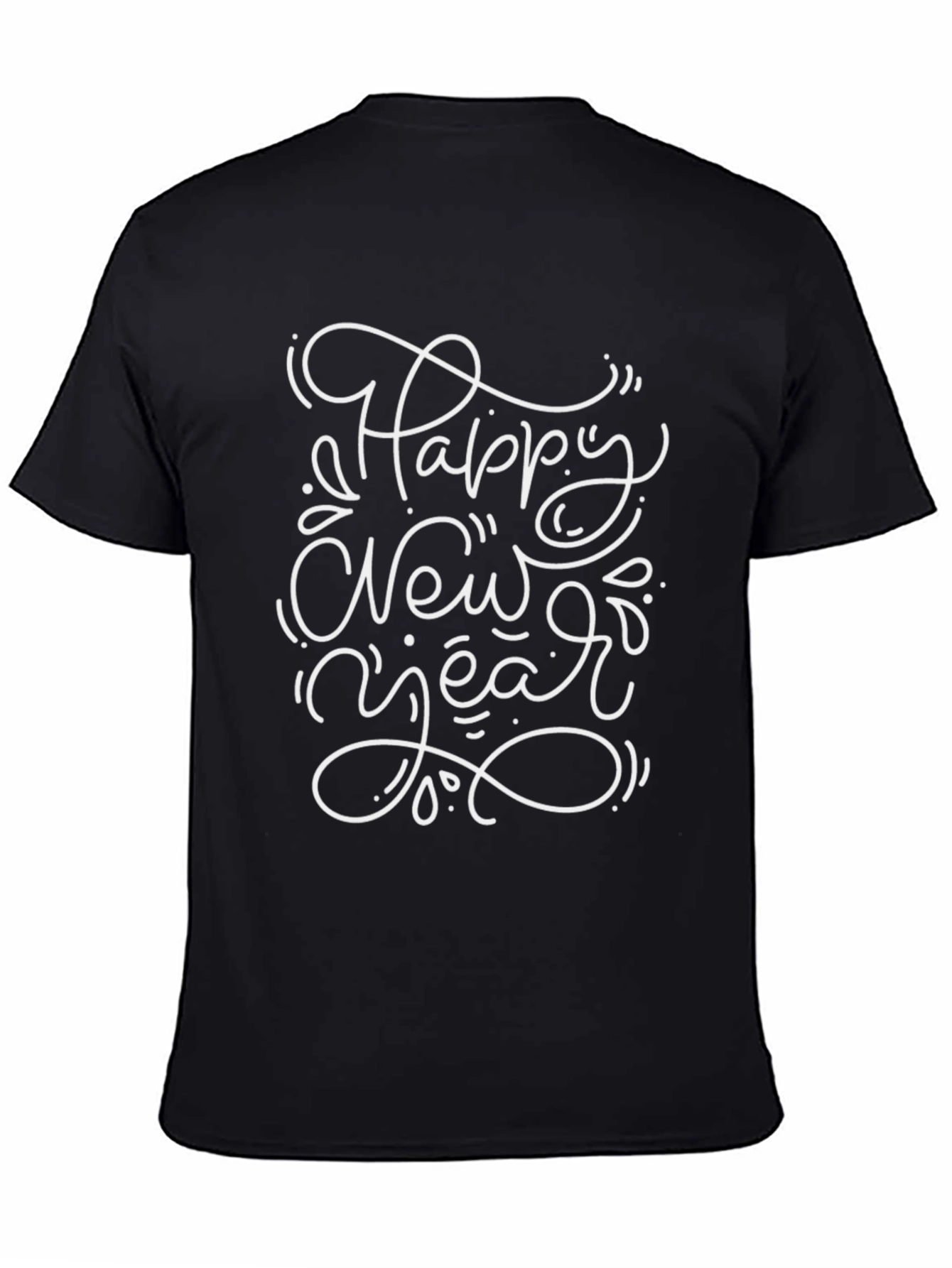 Happy New Year Graphic Black T-Shirt