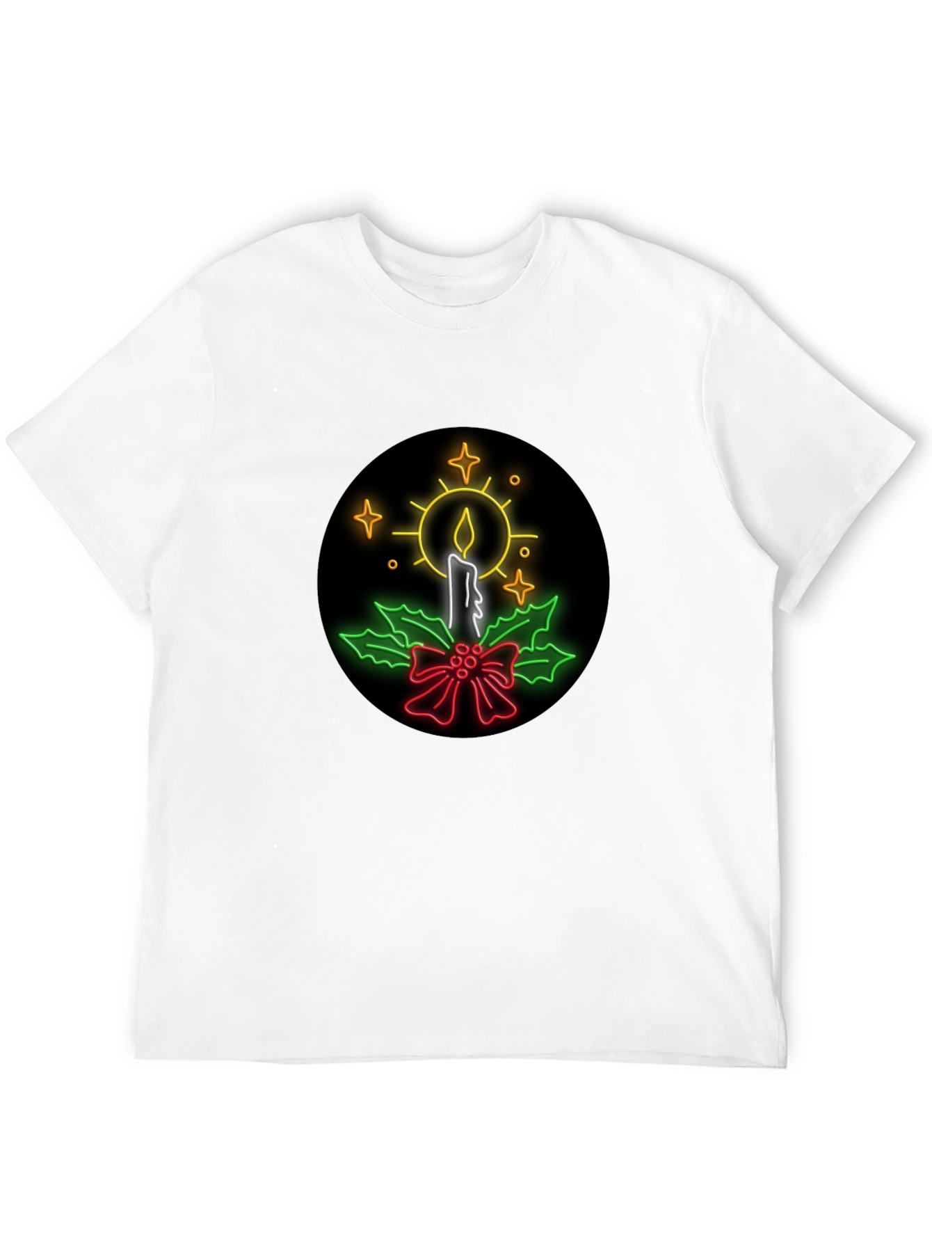 Neon Candle Christmas T-Shirt