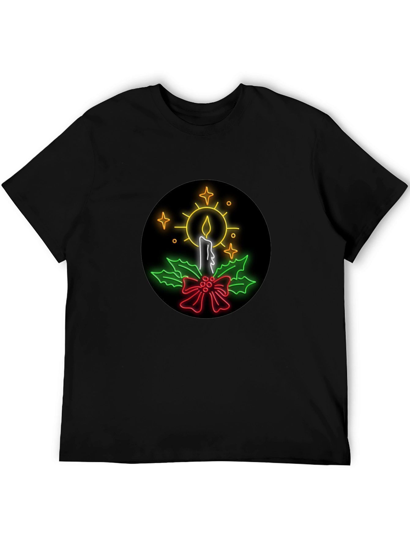 Neon Candle Christmas T-Shirt