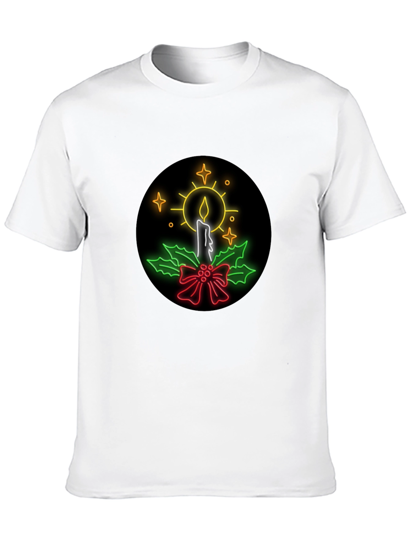 Neon Candle Christmas T-Shirt