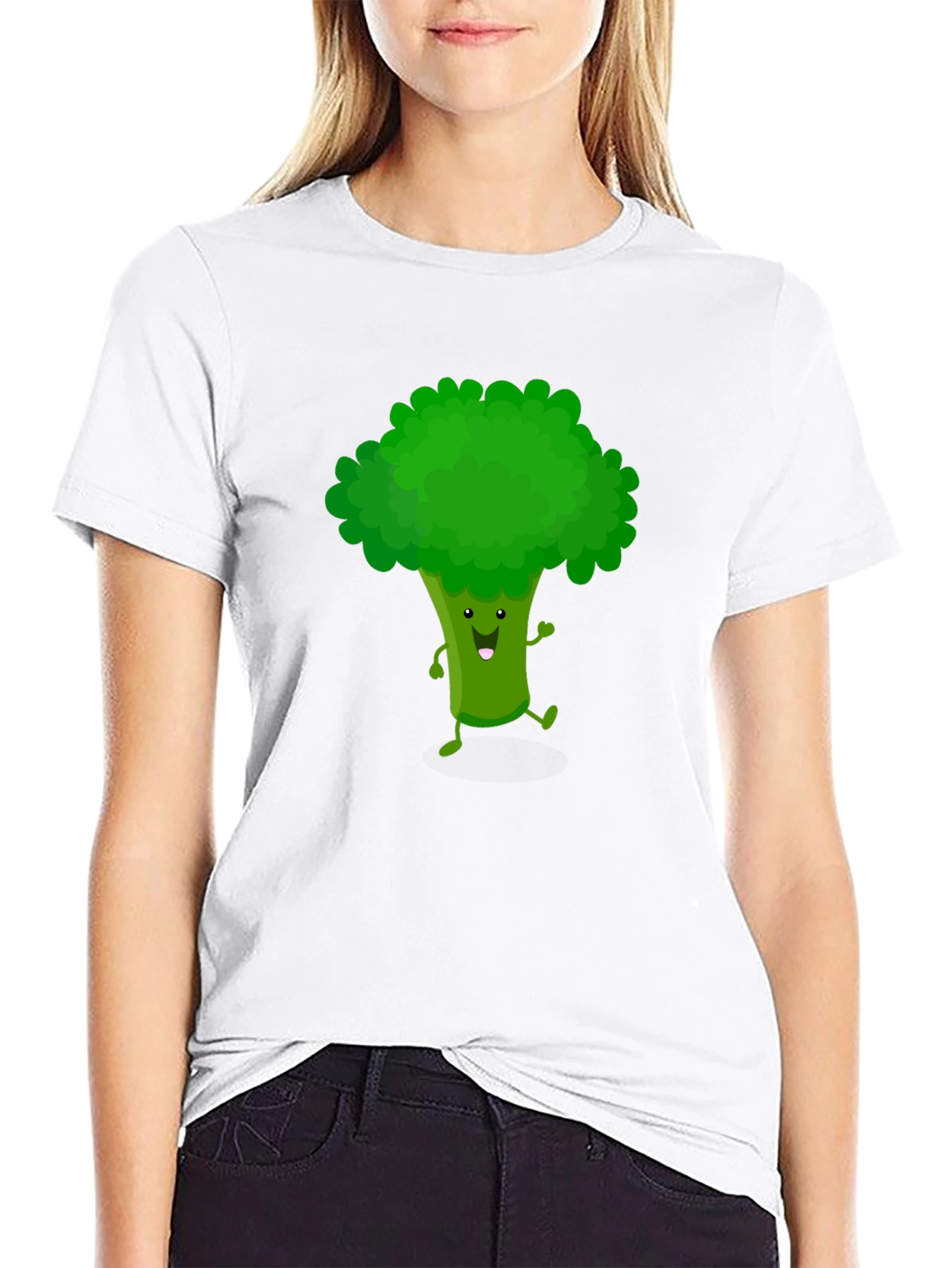 Funny Broccoli Cartoon Graphic T-Shirt