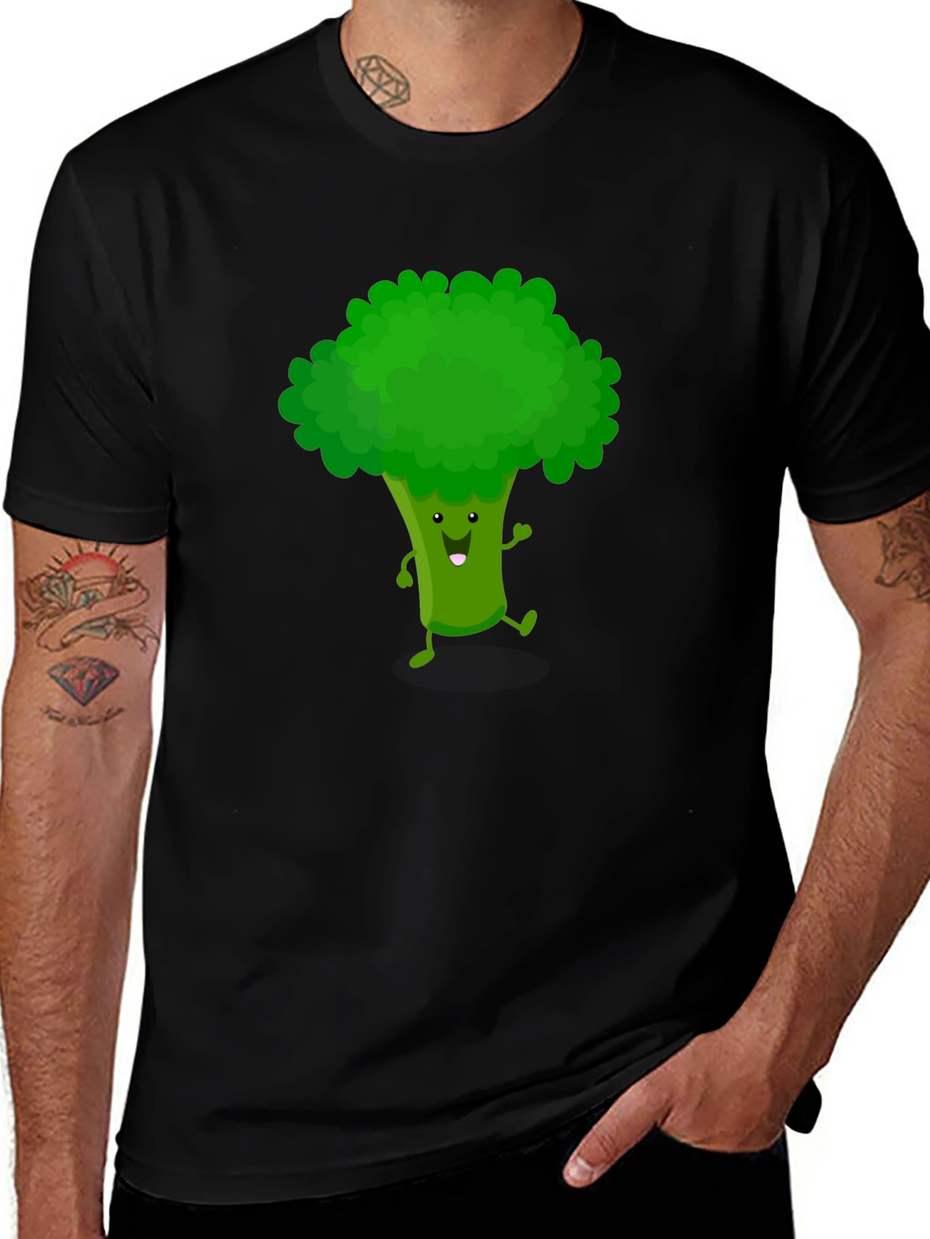 Funny Broccoli Cartoon Graphic T-Shirt