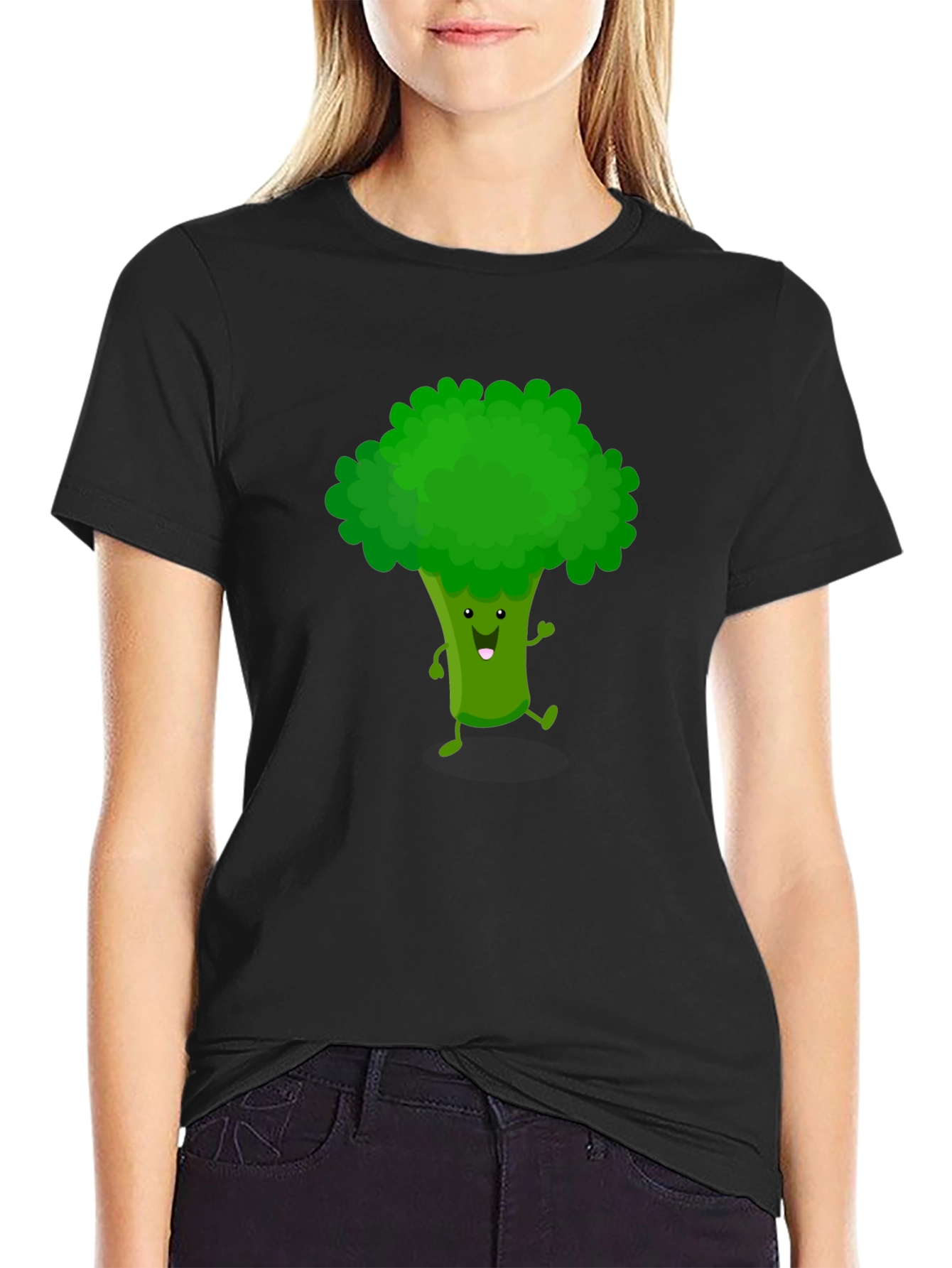 Funny Broccoli Cartoon Graphic T-Shirt