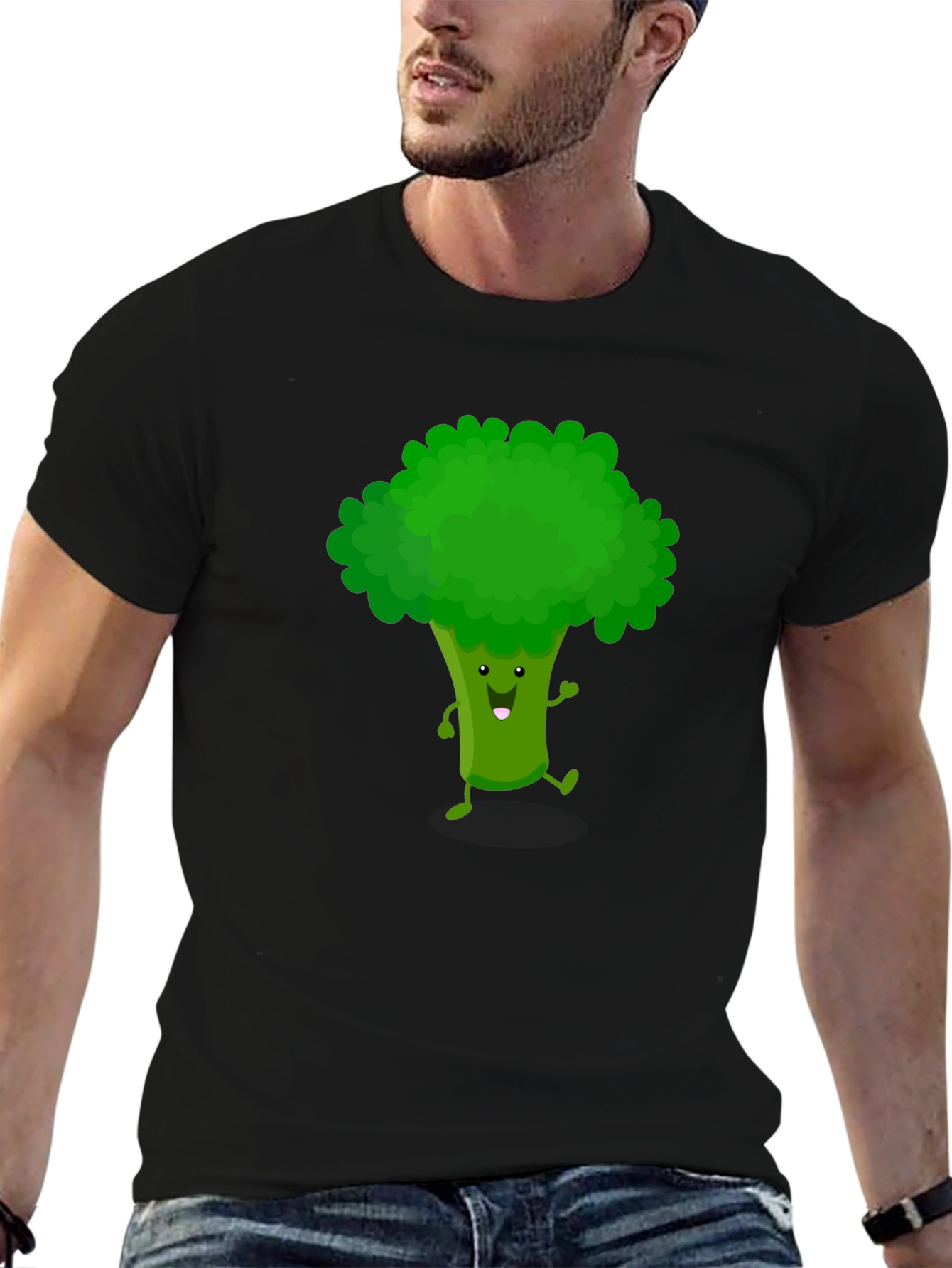 Funny Broccoli Cartoon Graphic T-Shirt