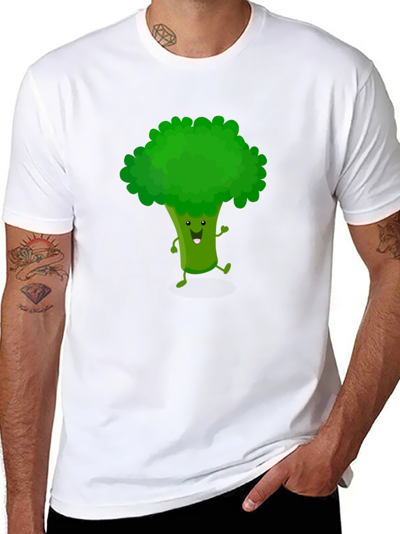 Funny Broccoli Cartoon Graphic T-Shirt