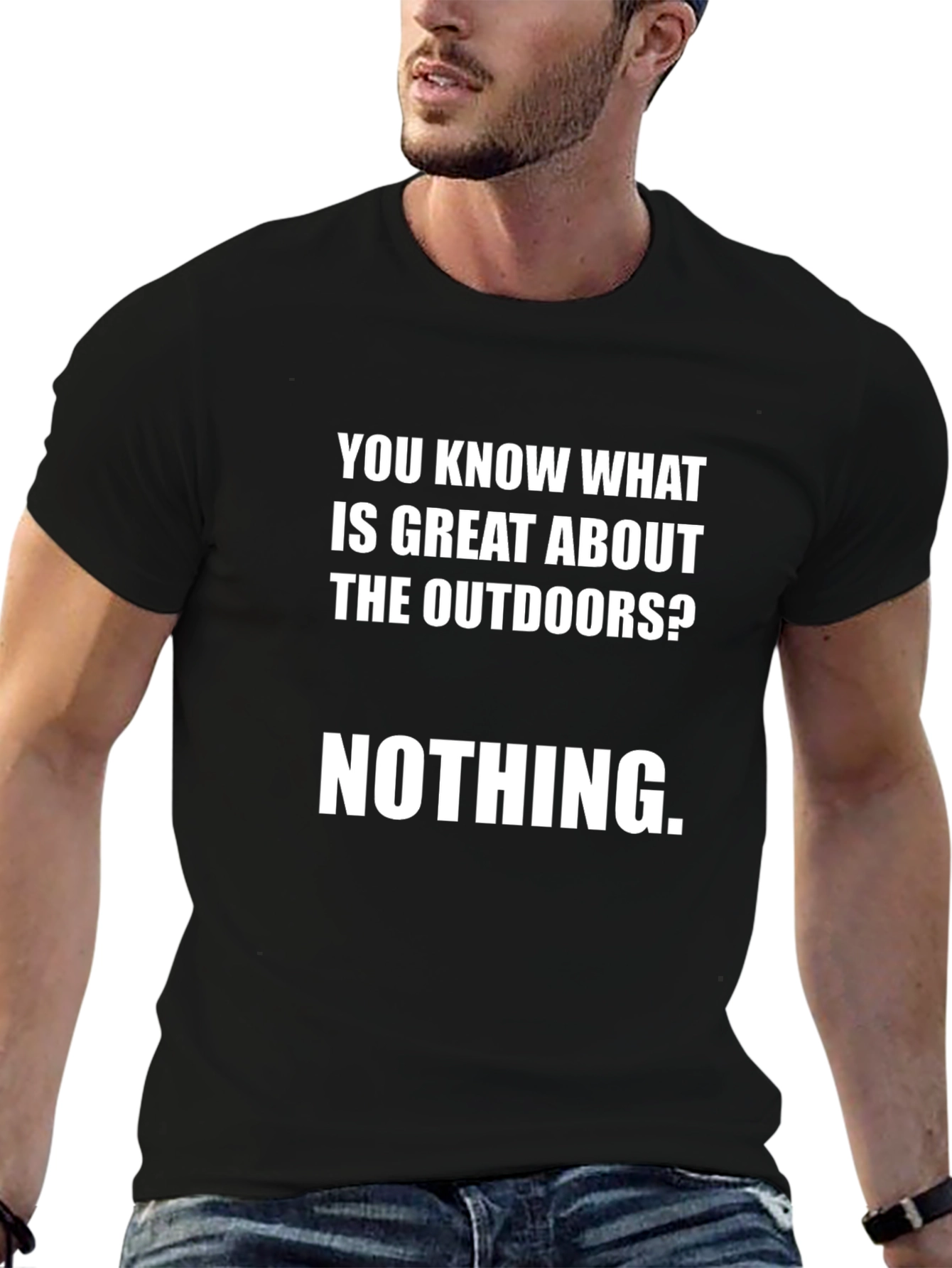 Funny Anti Outdoors Graphic T-Shirt